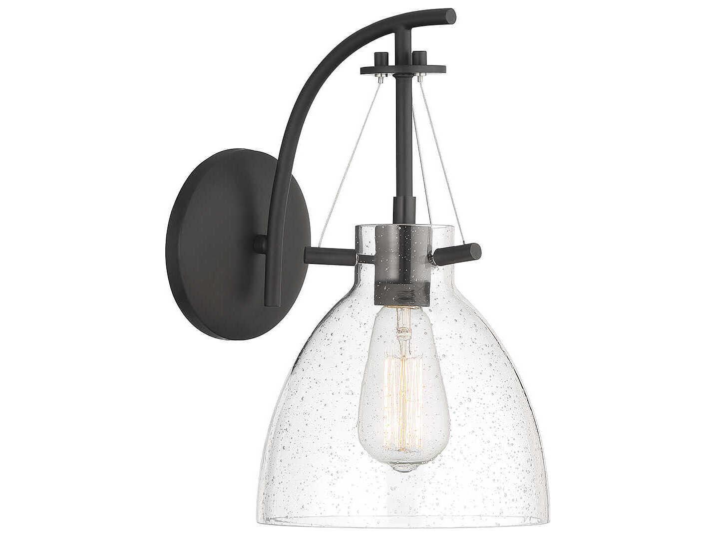 Savoy House Foster 1-Light Matte Black Glass Wall Sconce
