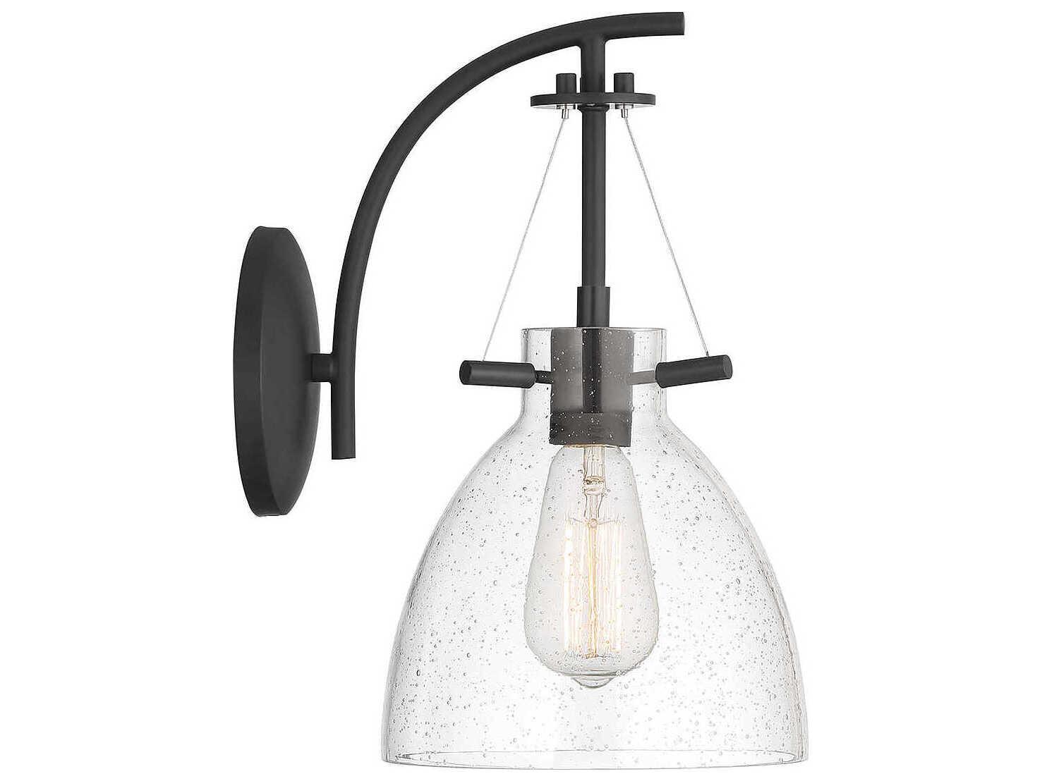 Savoy House Foster 1-Light Matte Black Glass Wall Sconce