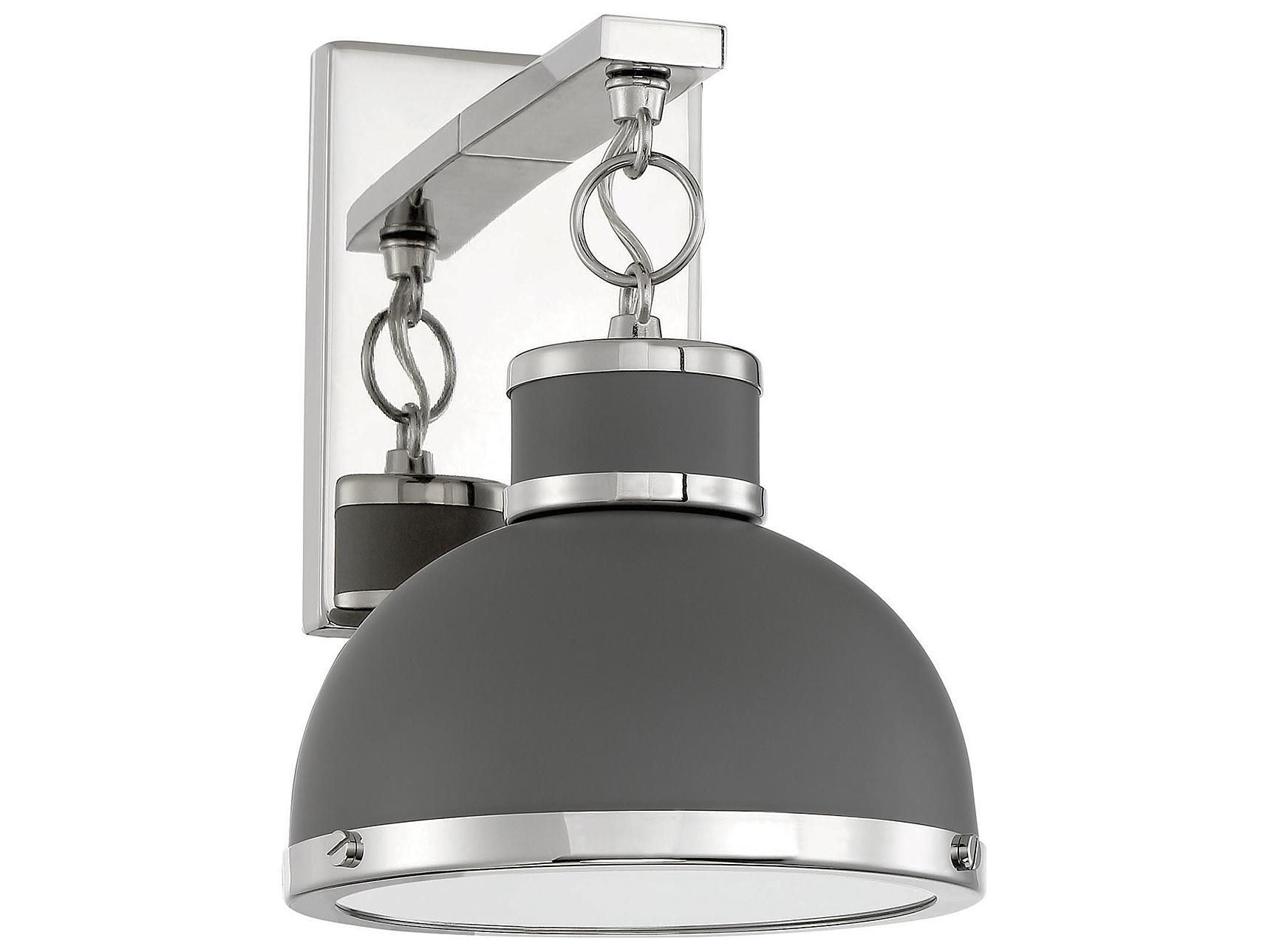 Savoy House Corning 1-Light Gray Polished Nickel Glass Wall Sconce