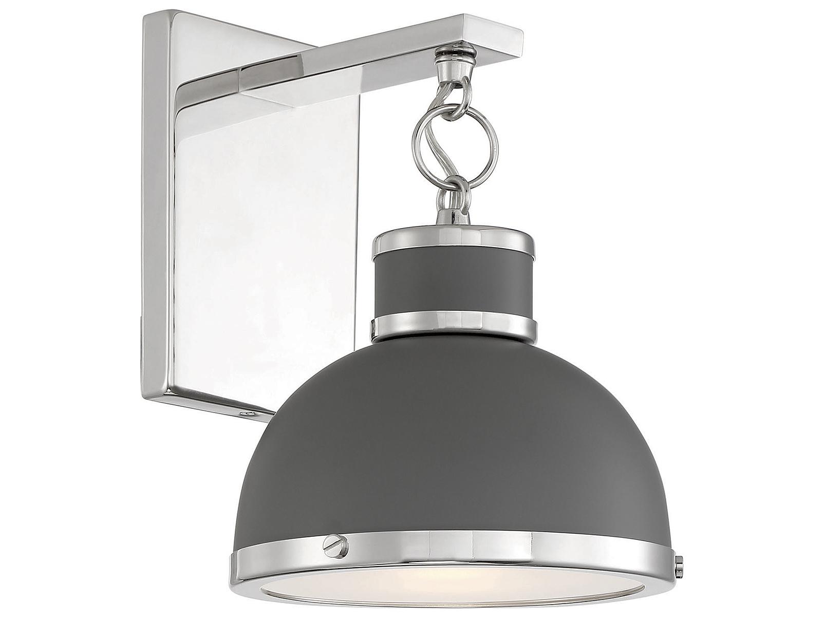 Savoy House Corning 1-Light Gray Polished Nickel Glass Wall Sconce
