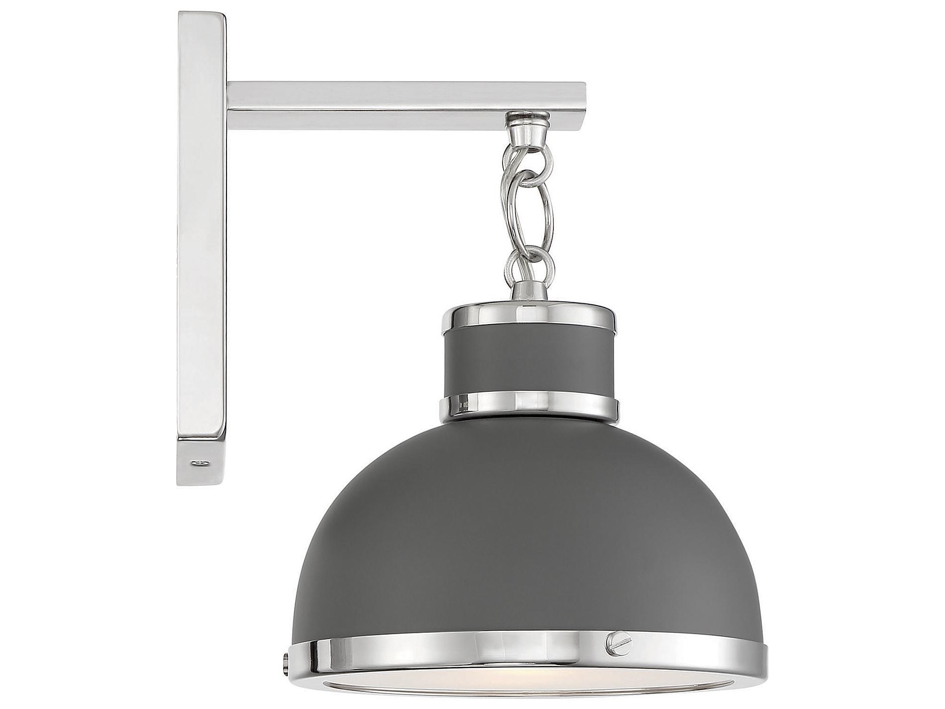 Savoy House Corning 1-Light Gray Polished Nickel Glass Wall Sconce