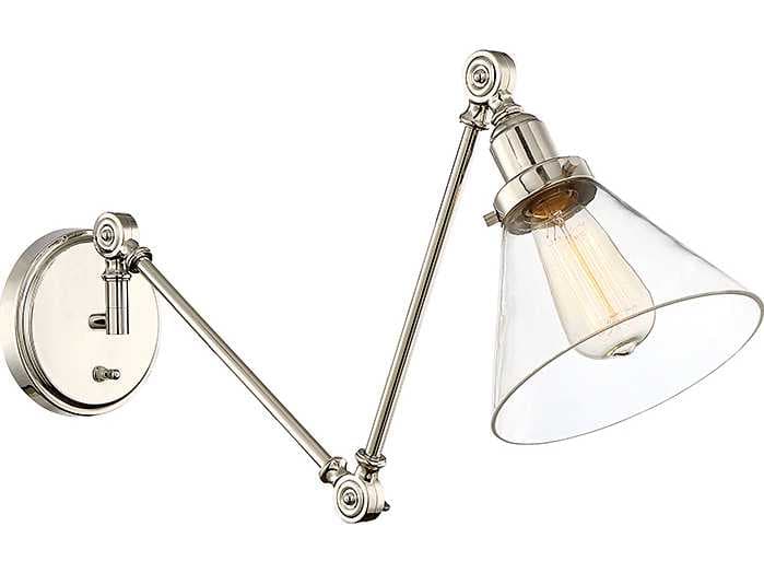 Savoy House Drake 1-Light Polished Nickel Glass Wall Sconce
