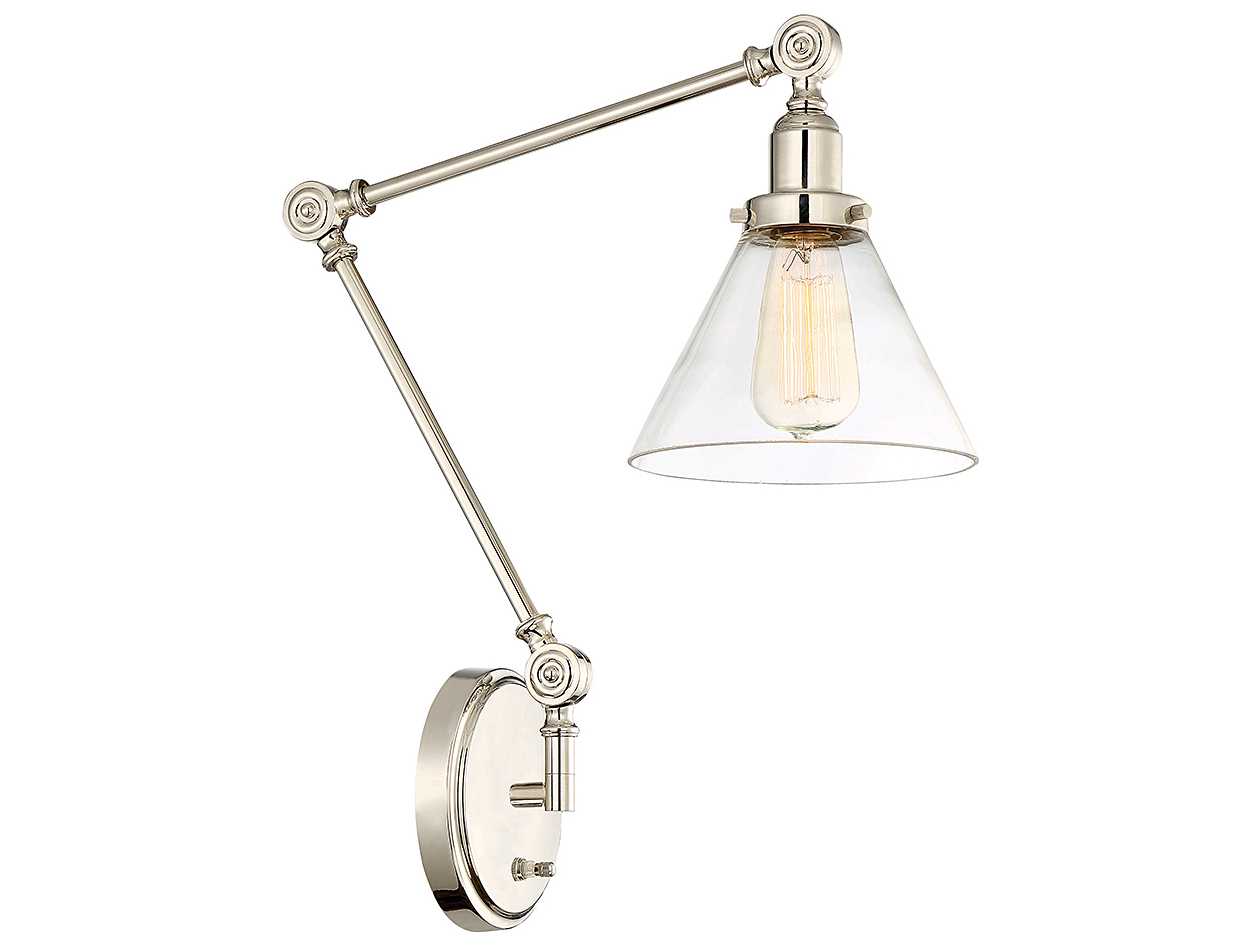 Savoy House Drake 1-Light Polished Nickel Glass Wall Sconce