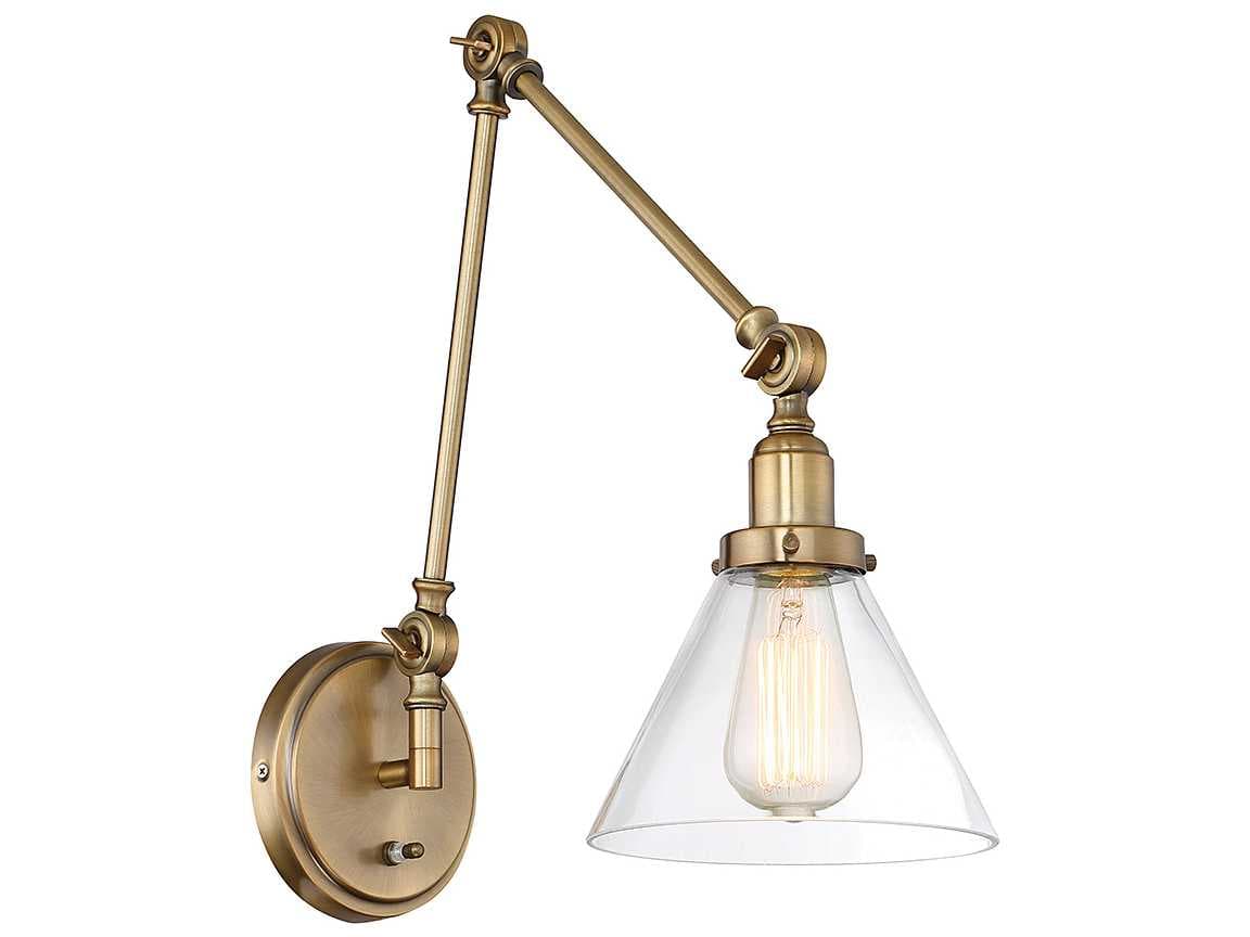 Savoy House Drake 1-Light Warm Brass Glass Wall Sconce