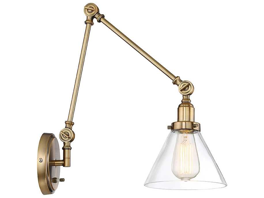 Savoy House Drake 1-Light Warm Brass Glass Wall Sconce