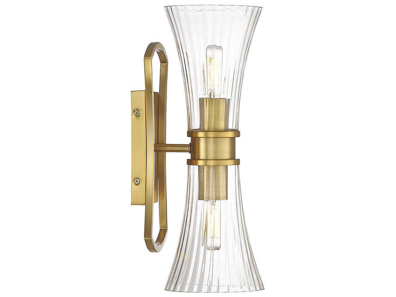 Savoy House Bennington 2-Light Warm Brass Glass Wall Sconce