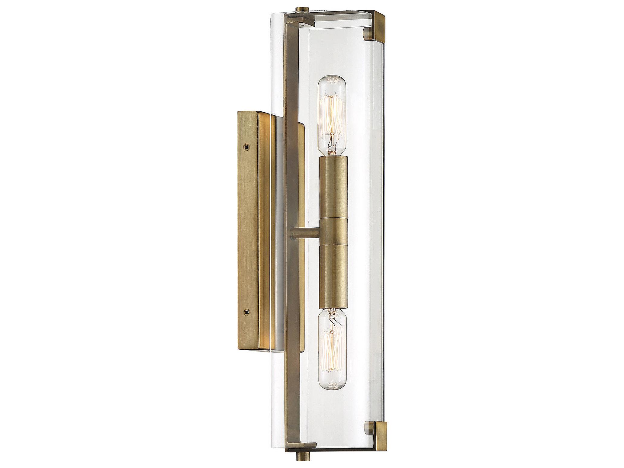Savoy House Winfield 2-Light Warm Brass Glass Wall Sconce