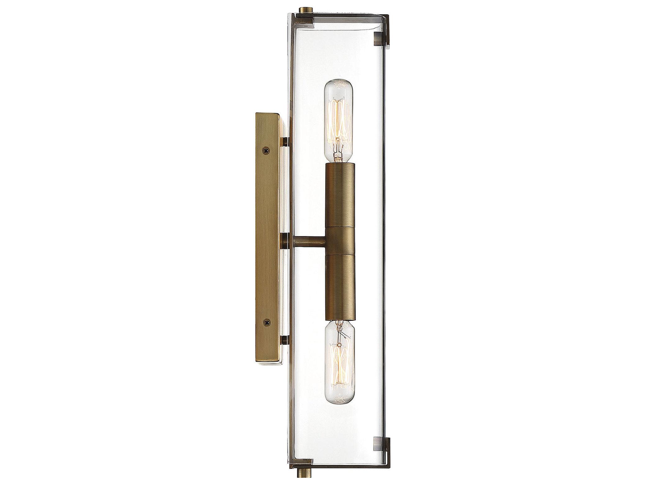 Savoy House Winfield 2-Light Warm Brass Glass Wall Sconce