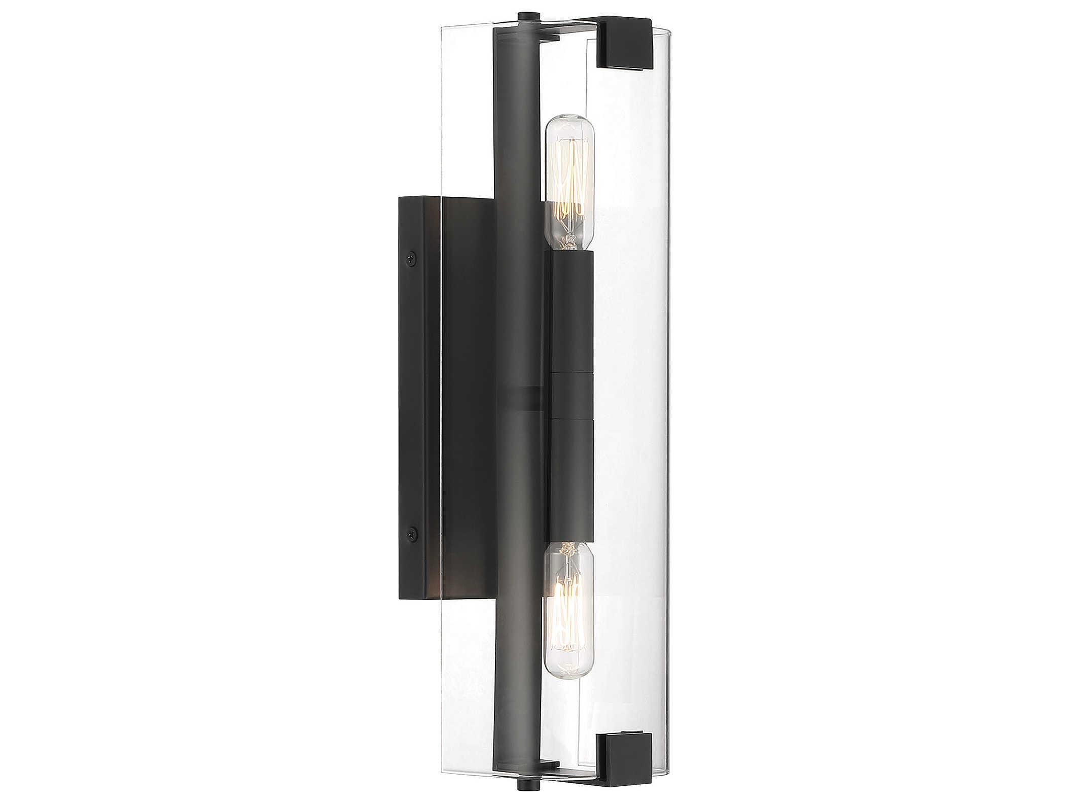 Savoy House Winfield 2-Light Matte Black Glass Wall Sconce