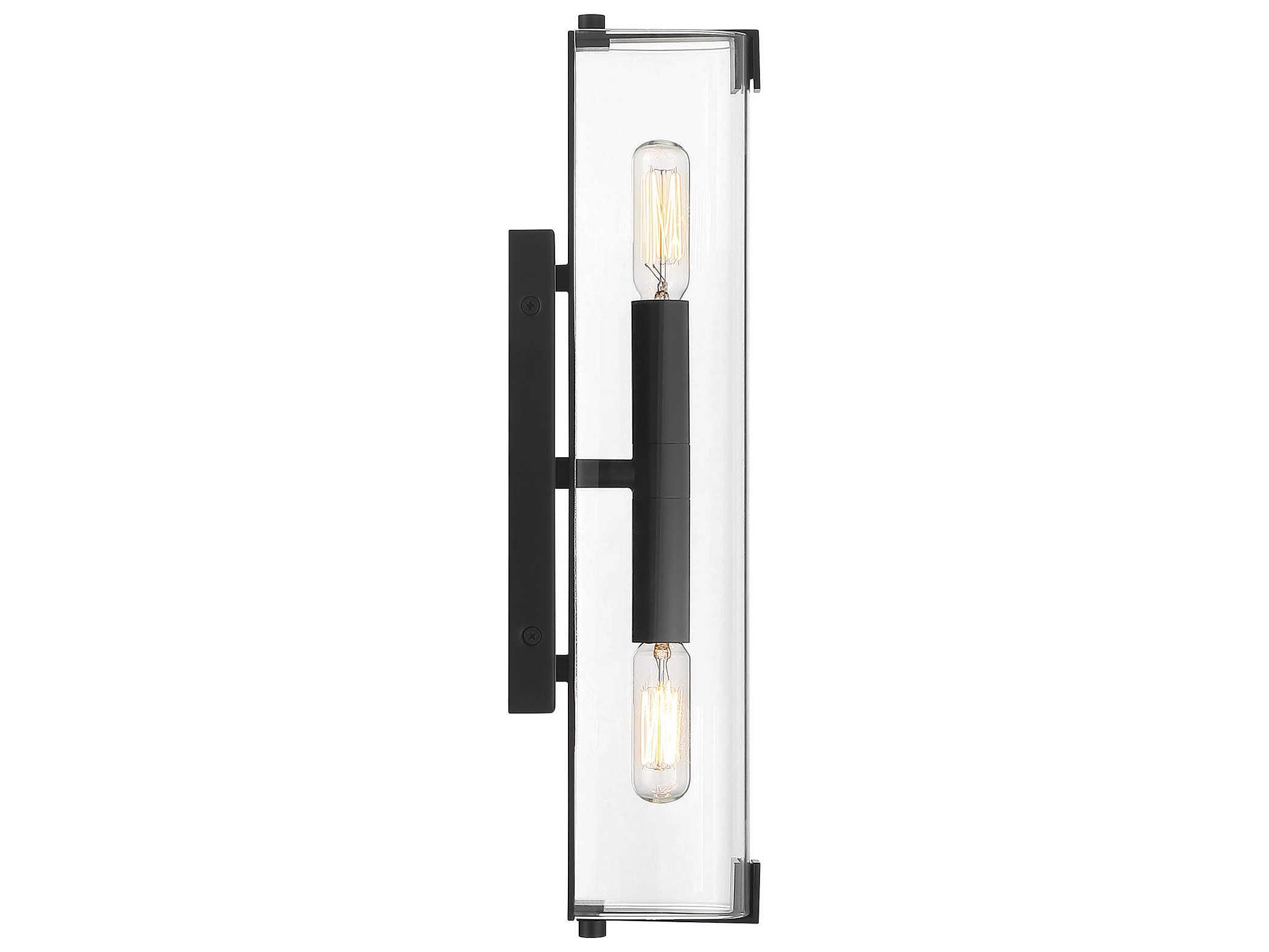 Savoy House Winfield 2-Light Matte Black Glass Wall Sconce