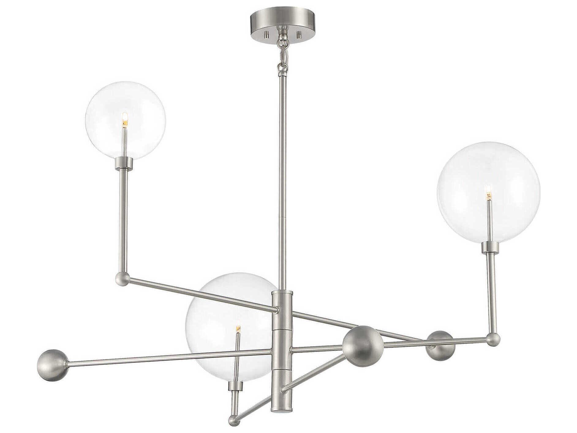 Savoy House Meridian 3-Light Brushed Nickel Glass LED Globe Chandelier