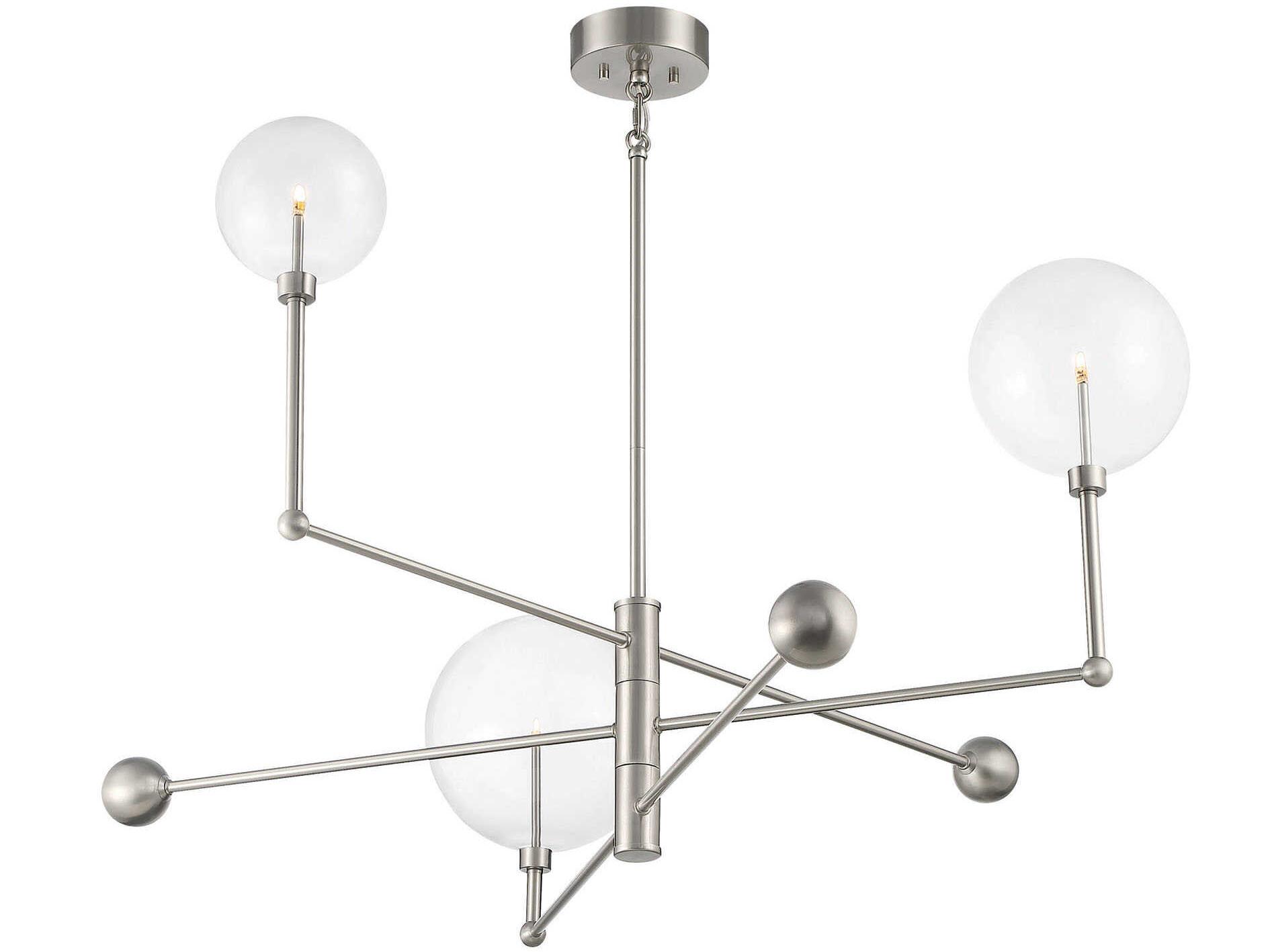 Savoy House Meridian 3-Light Brushed Nickel Glass LED Globe Chandelier