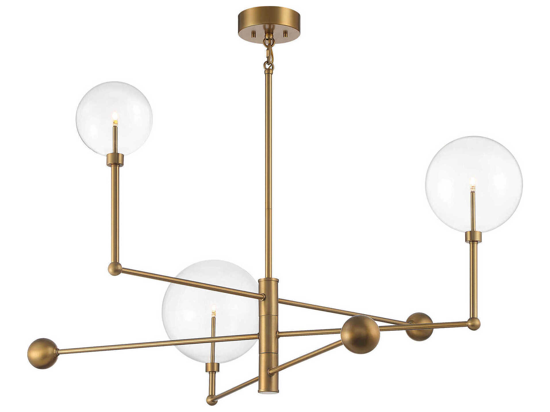 Savoy House Meridian 3-Light Natural Brass Glass LED Globe Chandelier