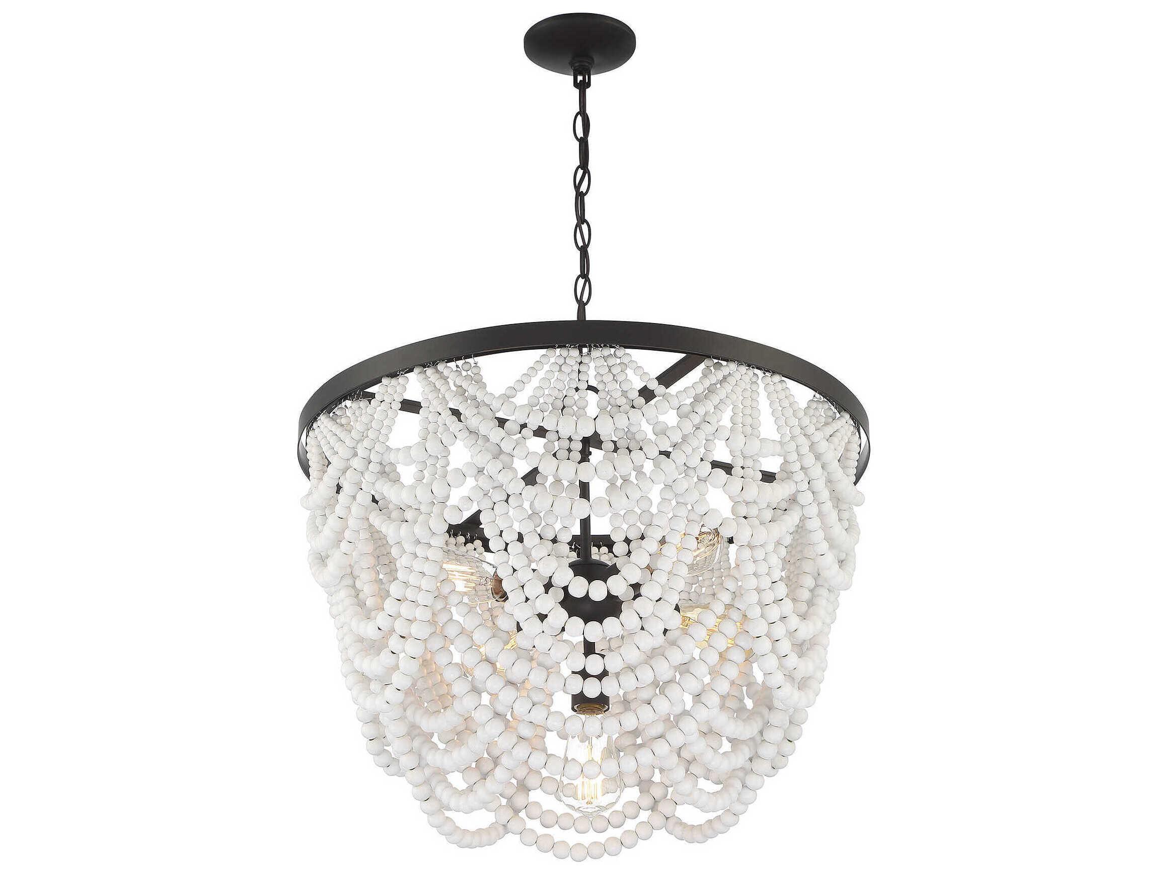 Savoy House Meridian 5-Light Grecian White Oil Rubbed Bronze Chandelier