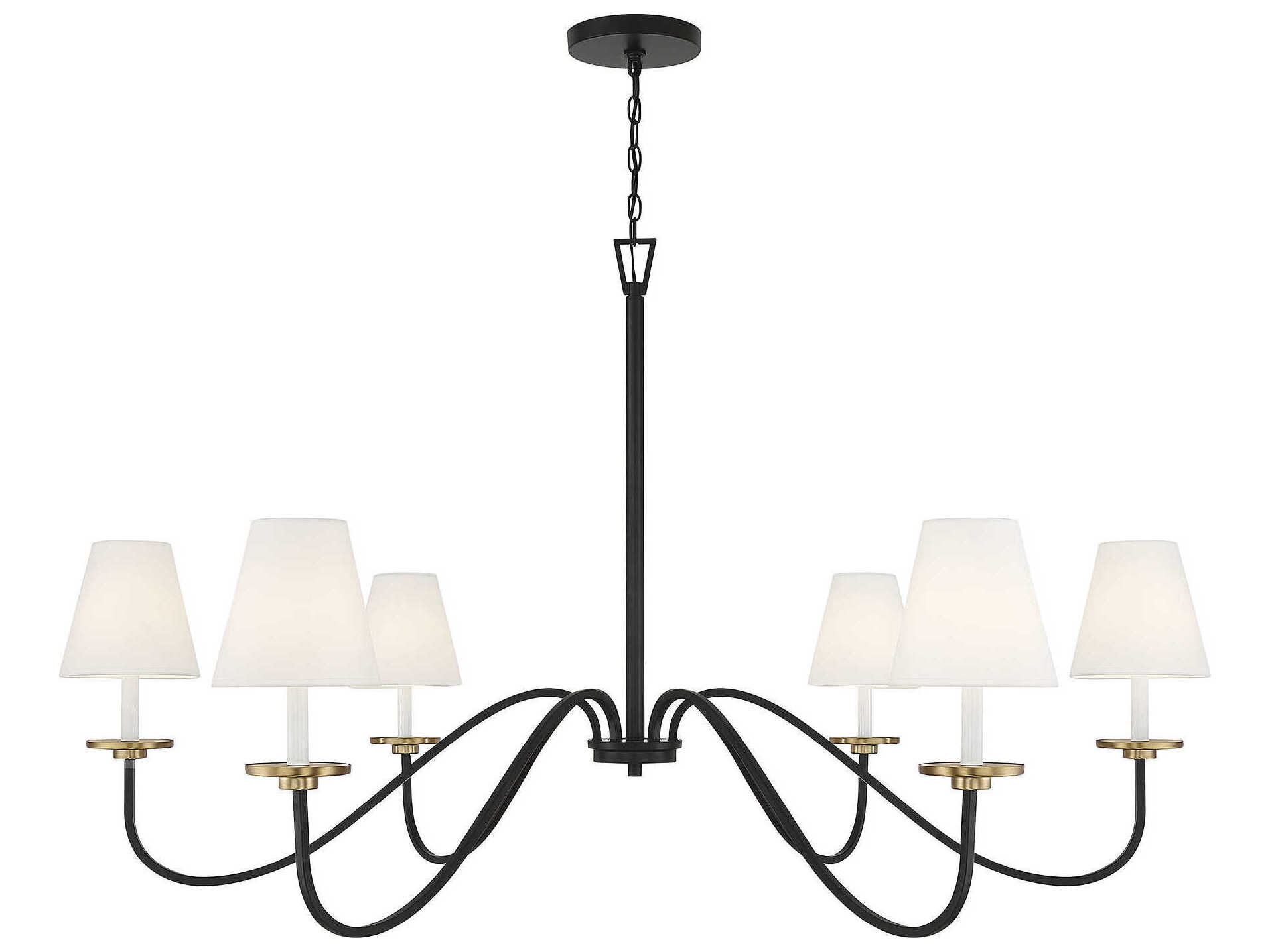 Savoy House Meridian 6-Light Black Natural Brass Candelabra Empire Chandelier