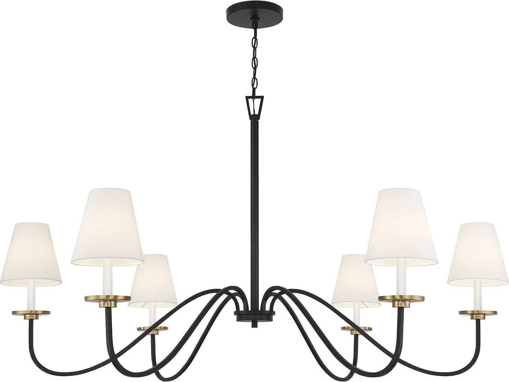 Savoy House Meridian 6-Light Black Natural Brass Candelabra Empire Chandelier