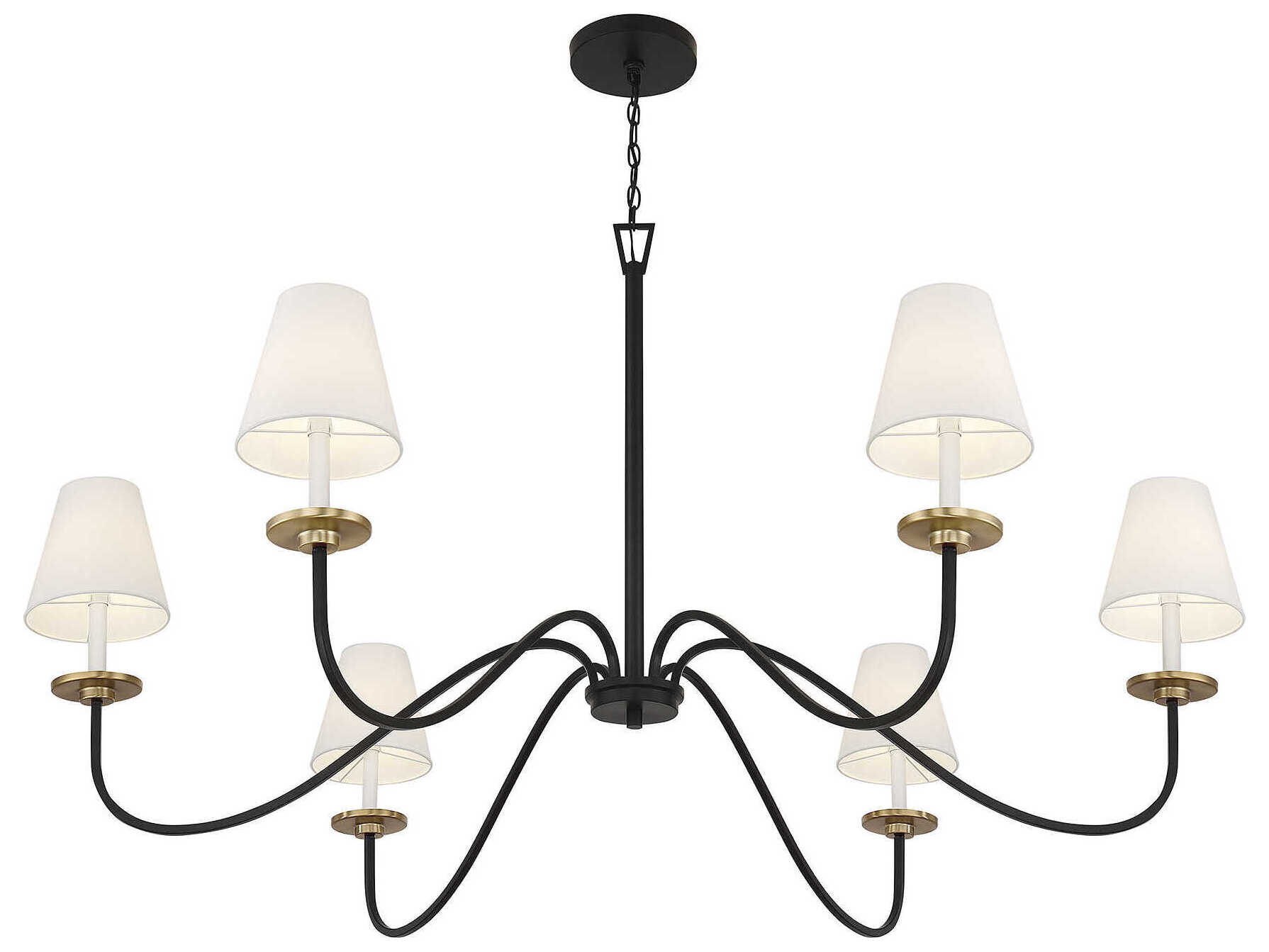 Savoy House Meridian 6-Light Black Natural Brass Candelabra Empire Chandelier