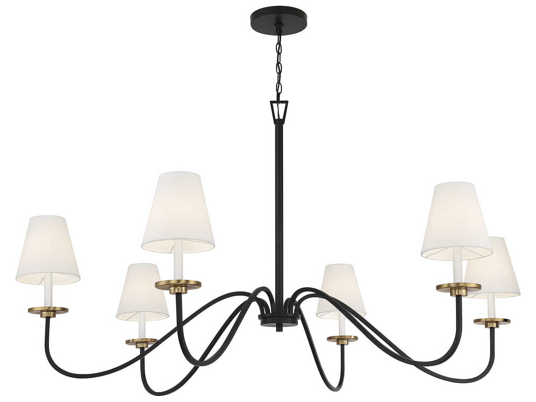 Savoy House Meridian 6-Light Black Natural Brass Candelabra Empire Chandelier