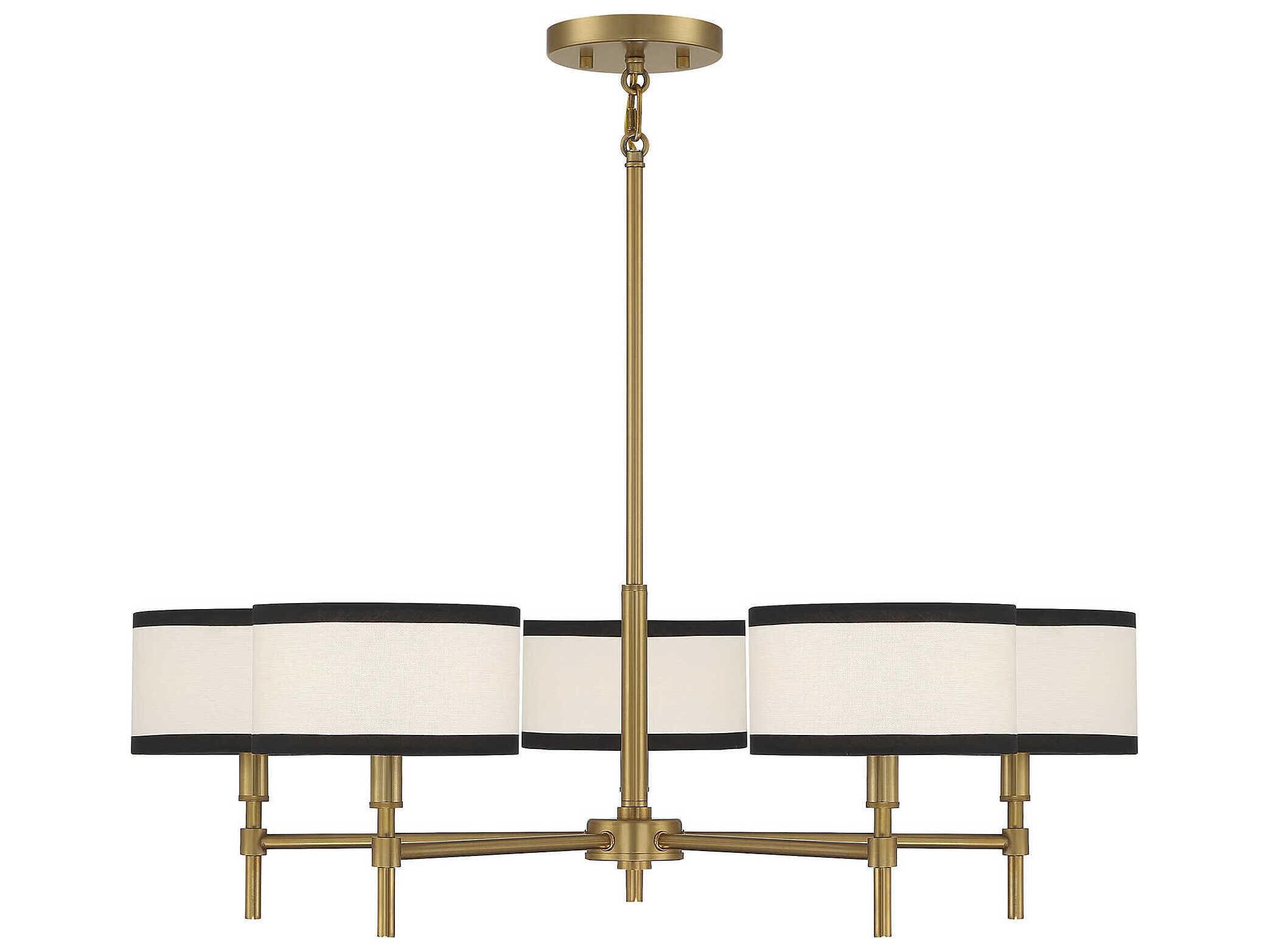 Savoy House Meridian 5-Light Natural Brass Drum Chandelier