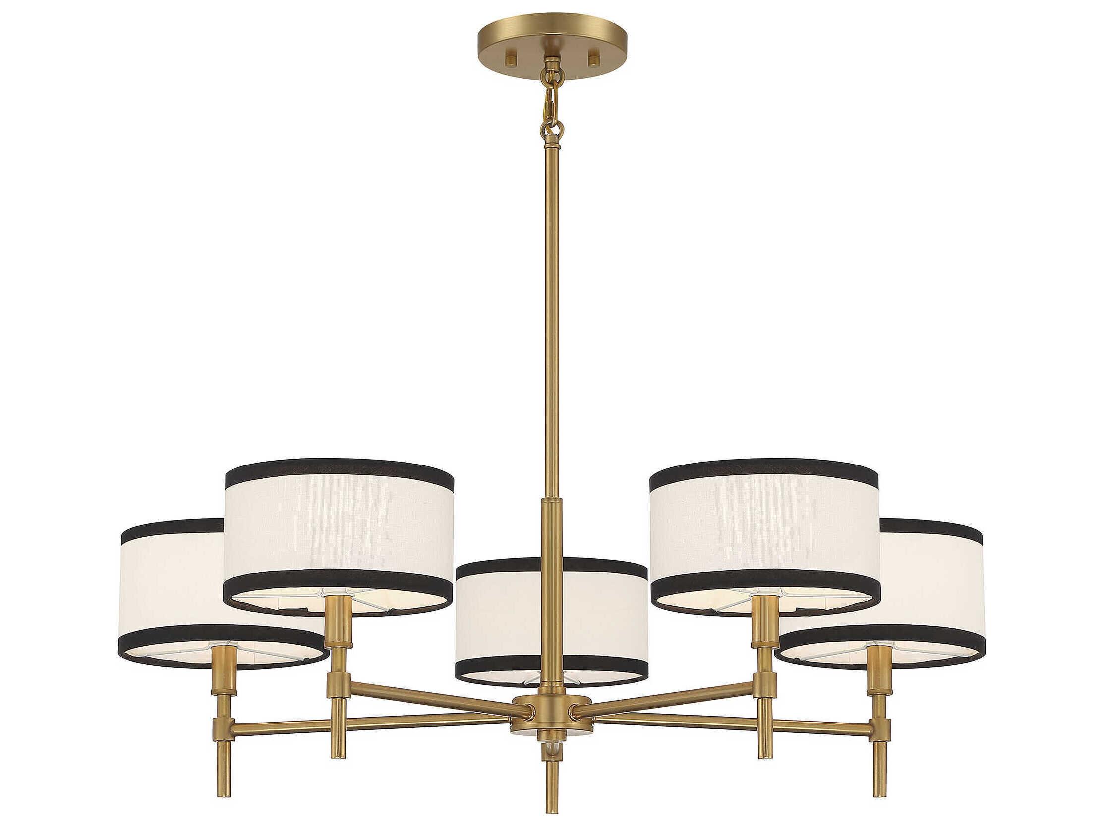 Savoy House Meridian 5-Light Natural Brass Drum Chandelier