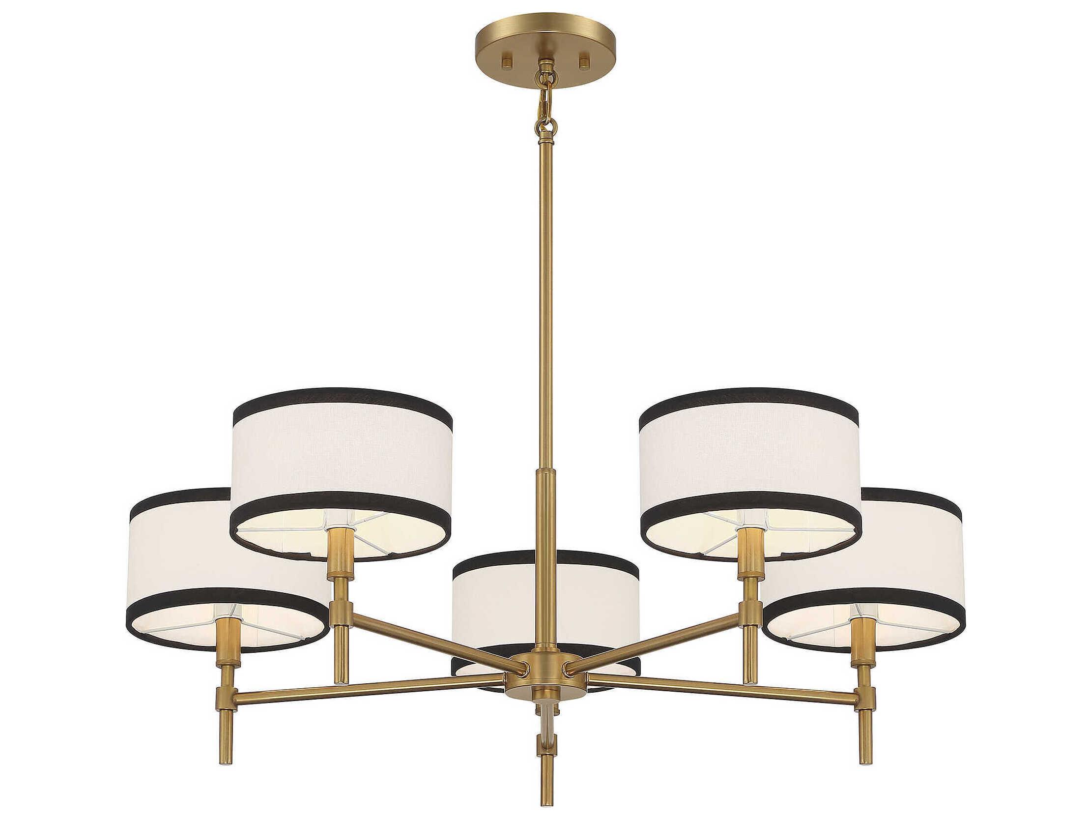 Savoy House Meridian 5-Light Natural Brass Drum Chandelier