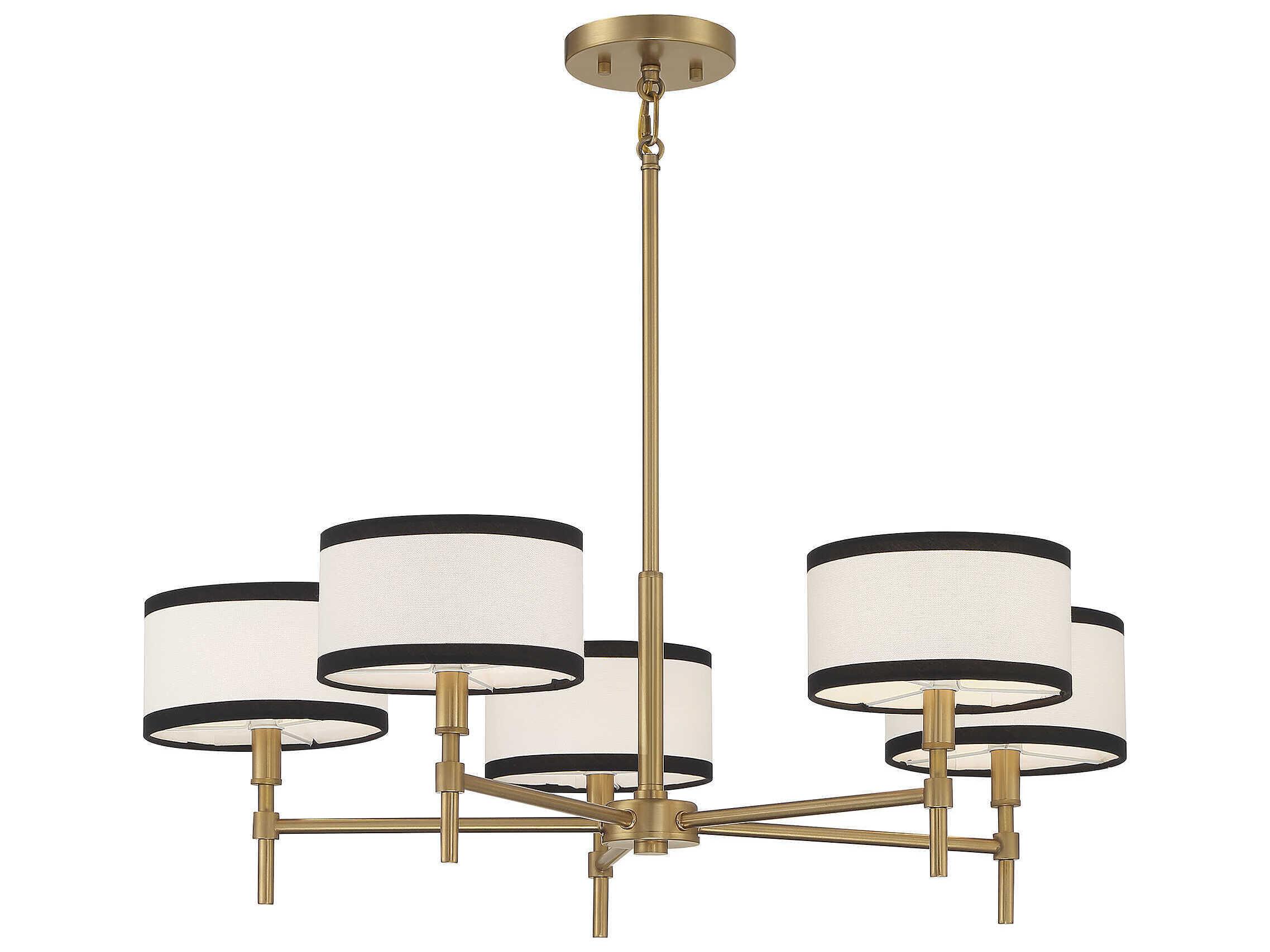 Savoy House Meridian 5-Light Natural Brass Drum Chandelier