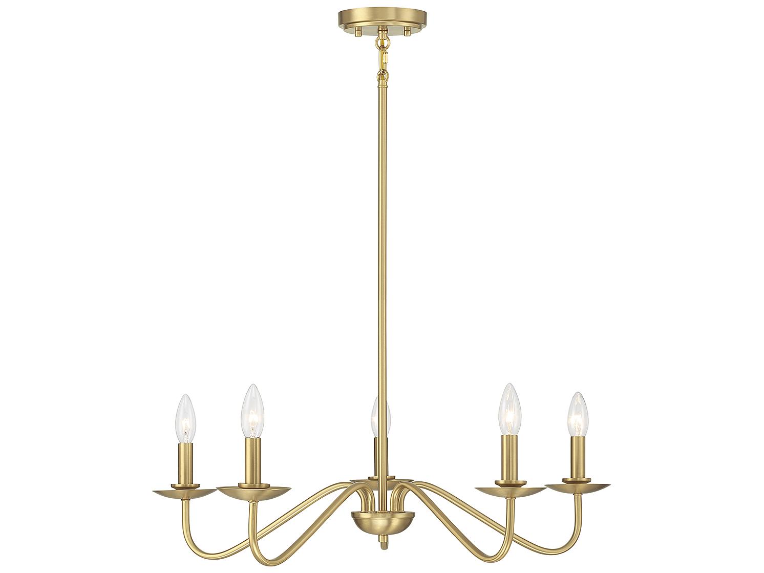 Savoy House Meridian 5-Light Natural Brass Gold Chandelier