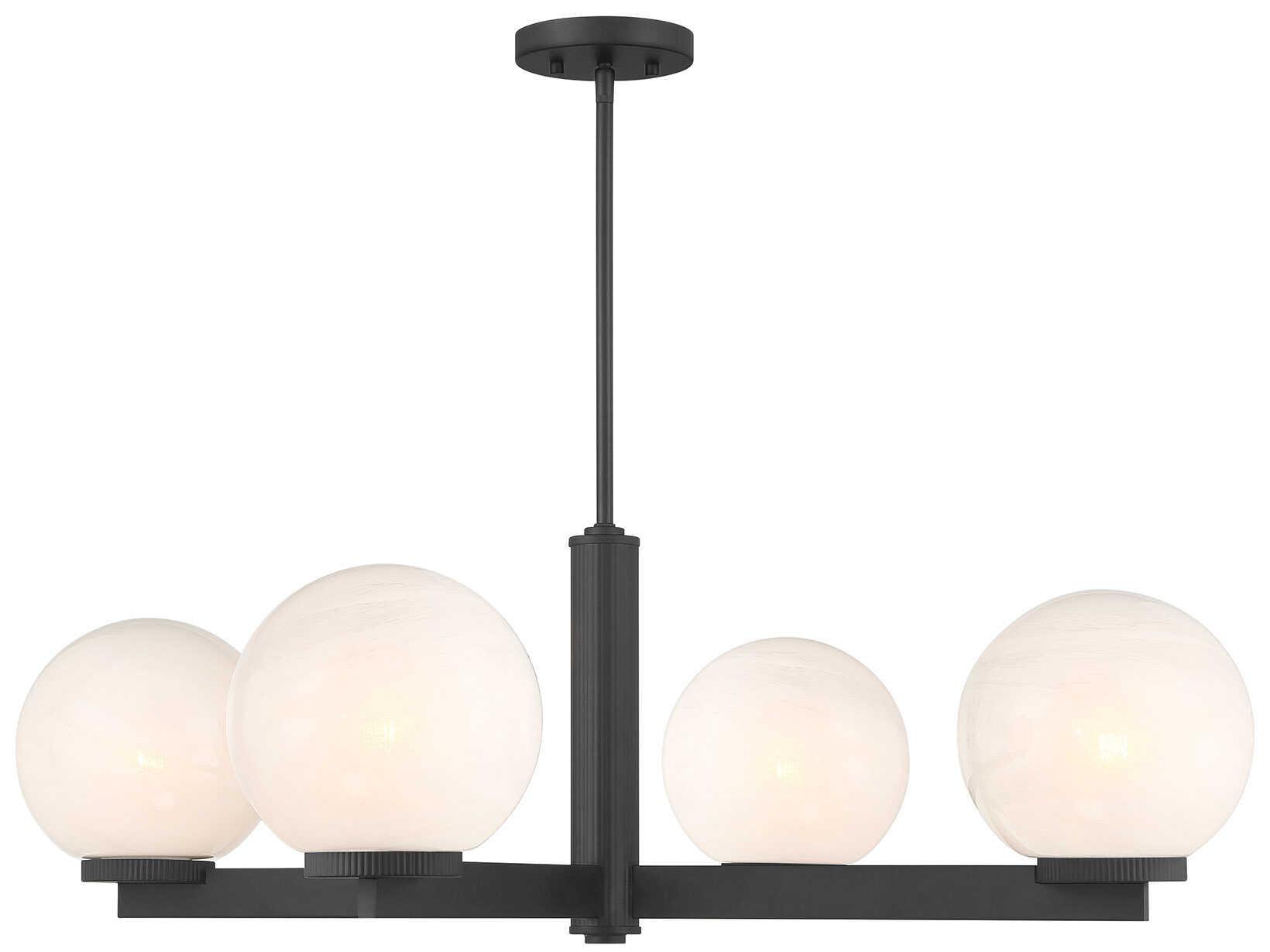 Savoy House Meridian 4-Light Matte Black Globe Chandelier