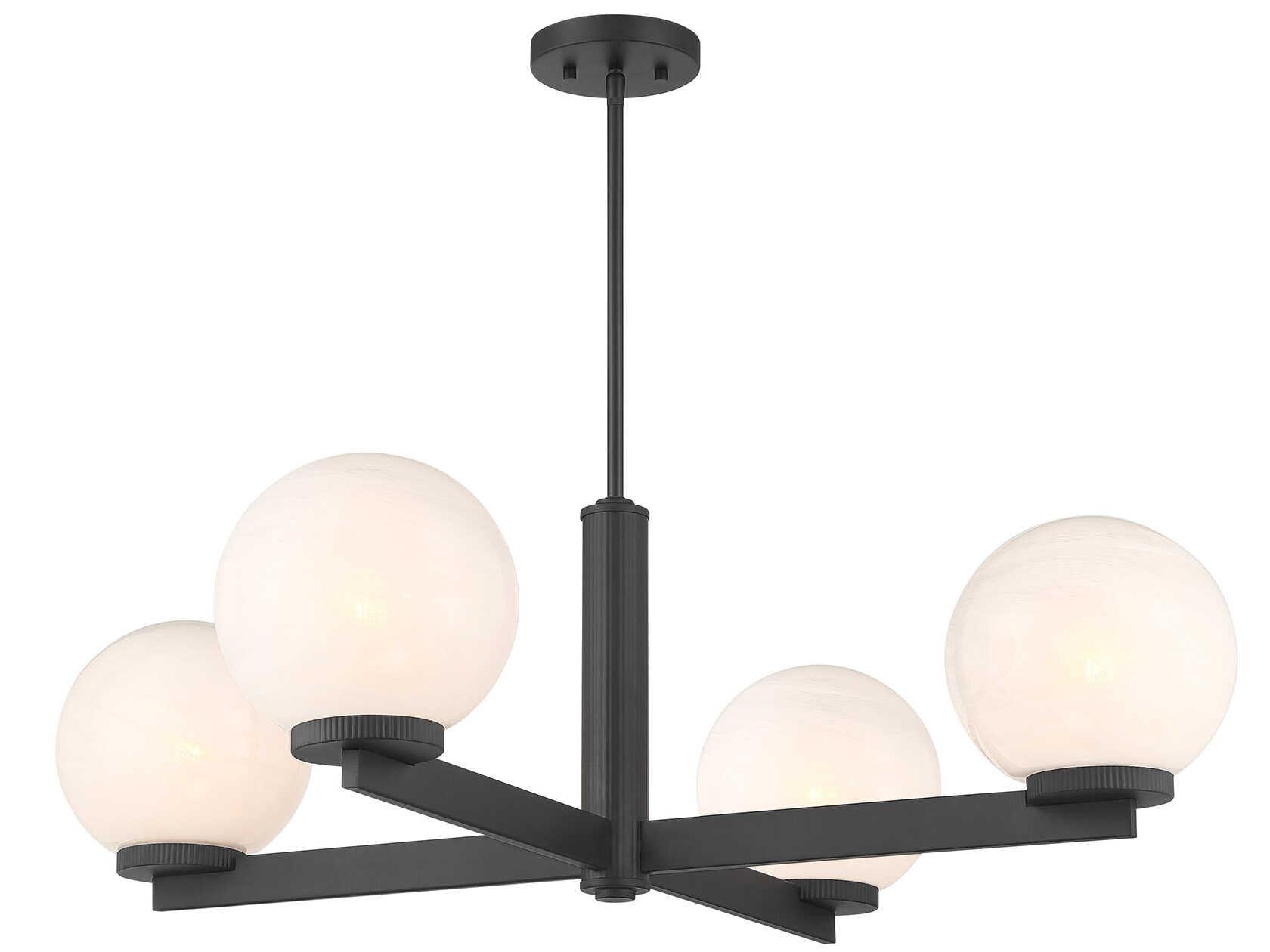 Savoy House Meridian 4-Light Matte Black Globe Chandelier
