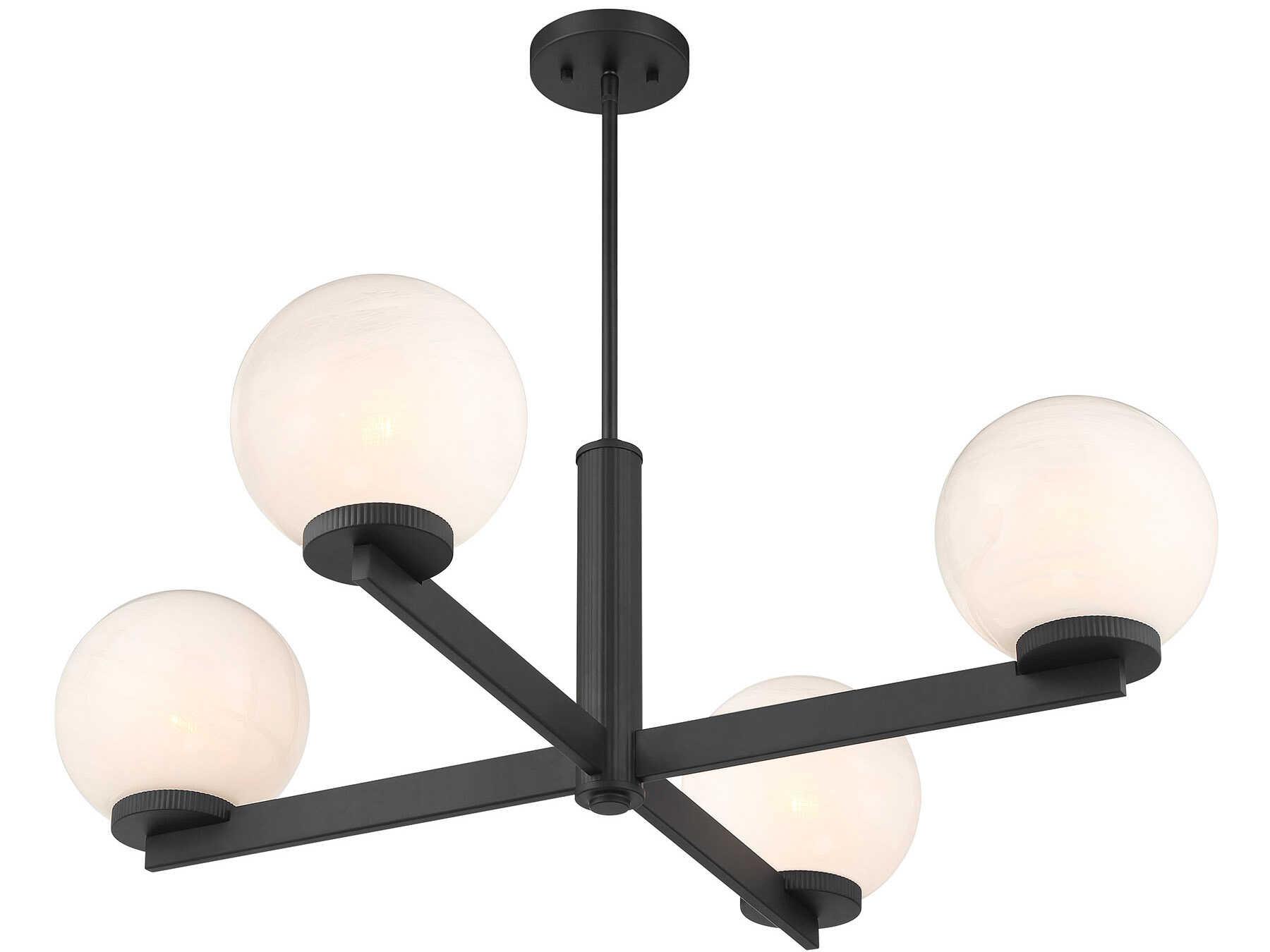 Savoy House Meridian 4-Light Matte Black Globe Chandelier