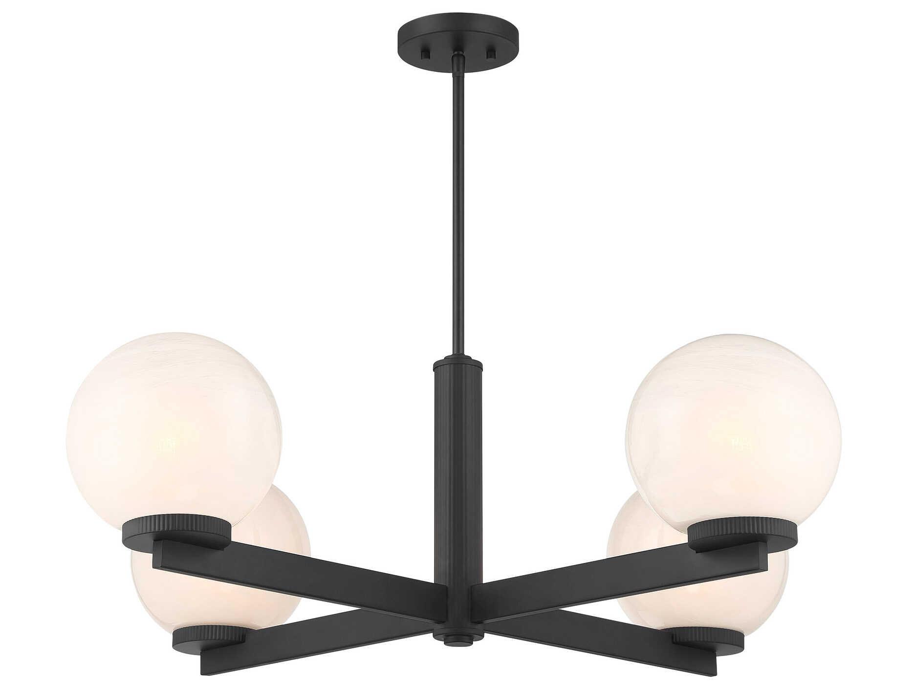 Savoy House Meridian 4-Light Matte Black Globe Chandelier