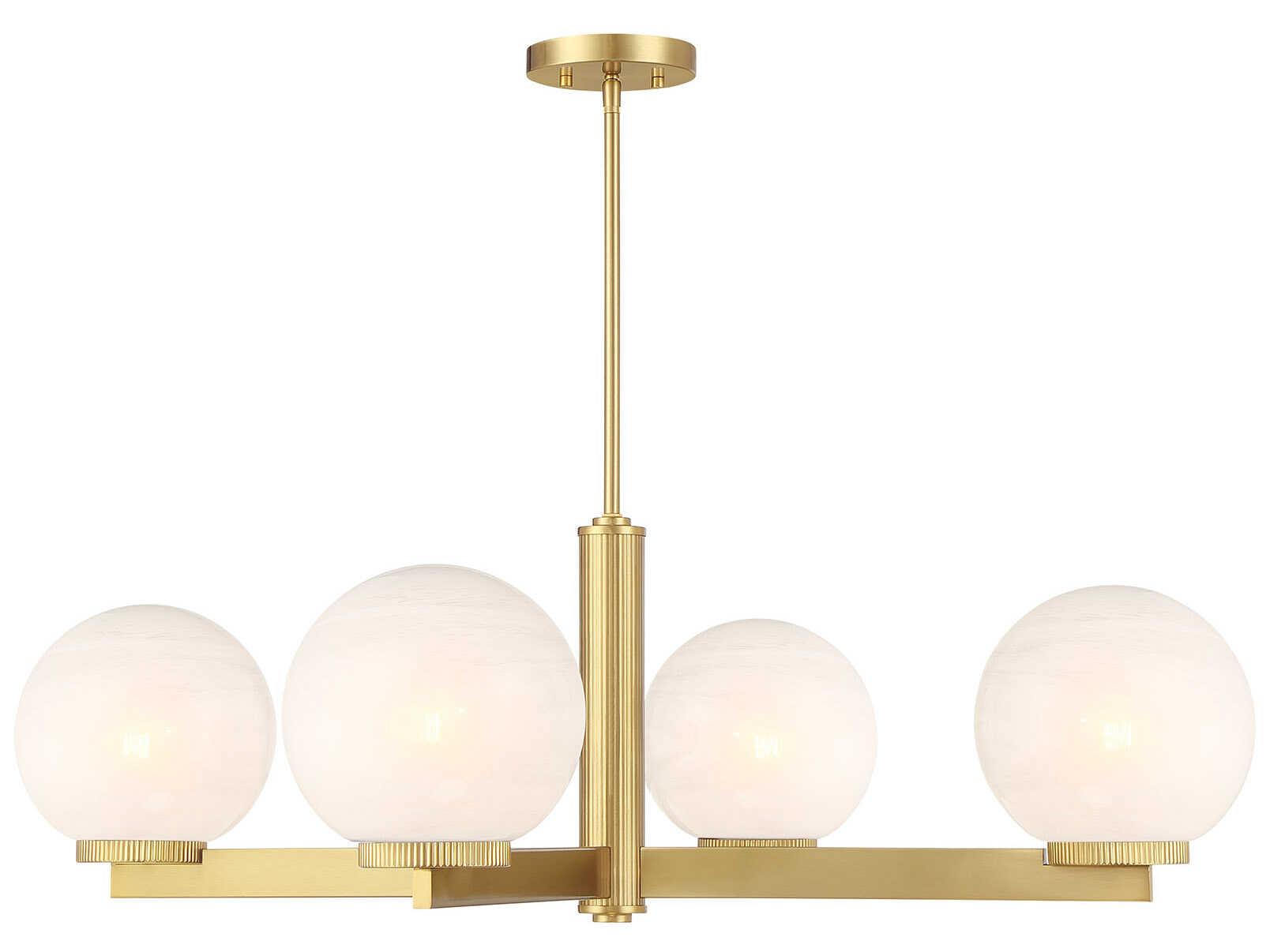 Savoy House Meridian 4-Light Natural Brass Globe Chandelier