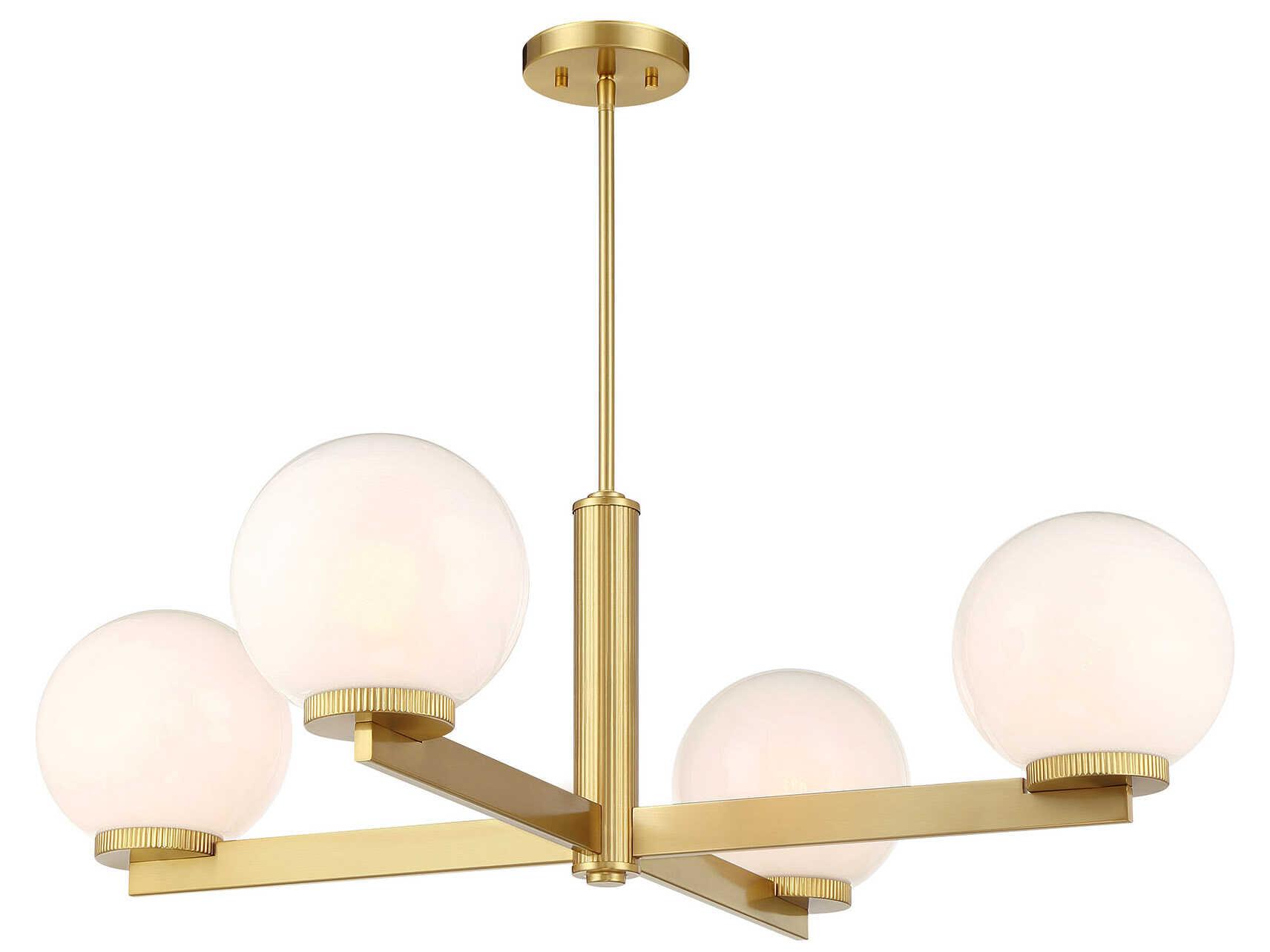 Savoy House Meridian 4-Light Natural Brass Globe Chandelier