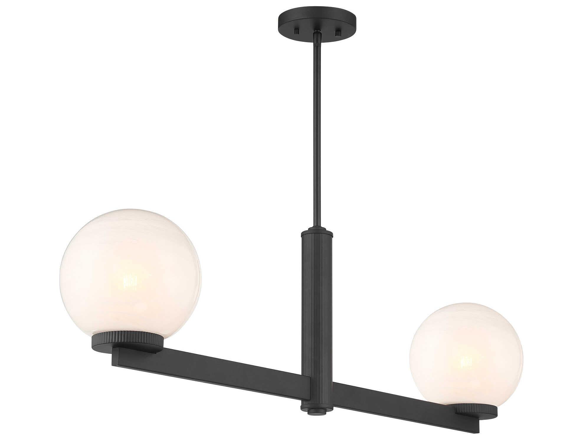 Savoy House Meridian 2-Light Matte Black Globe Island Pendant