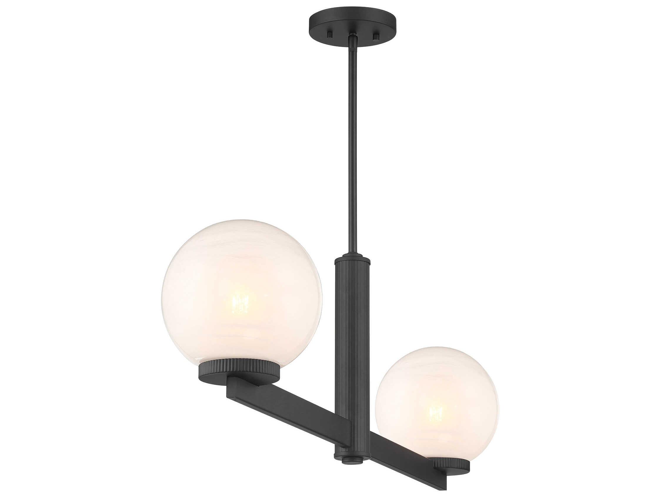 Savoy House Meridian 2-Light Matte Black Globe Island Pendant