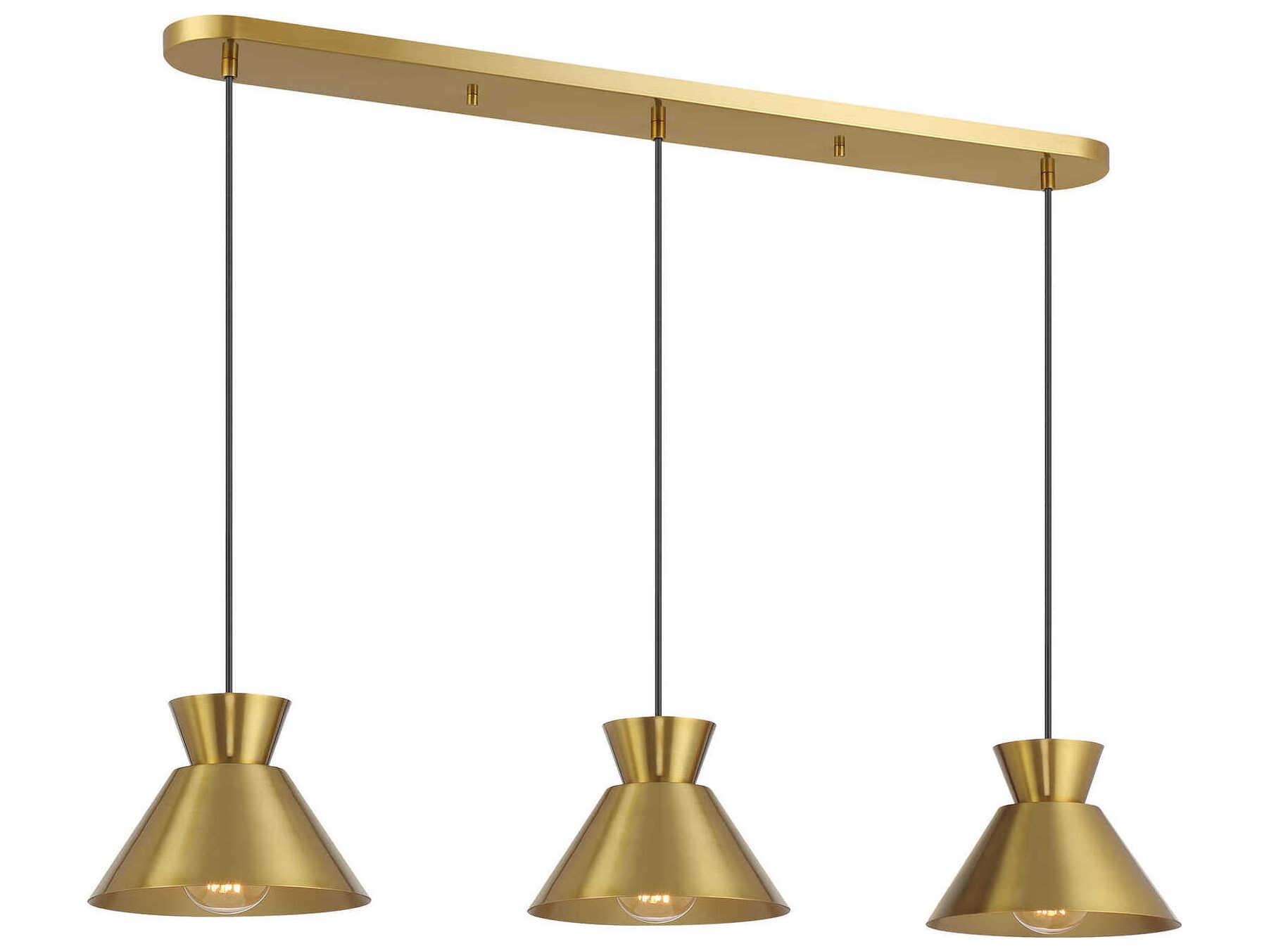 Savoy House Meridian 3-Light Natural Brass Island Pendant