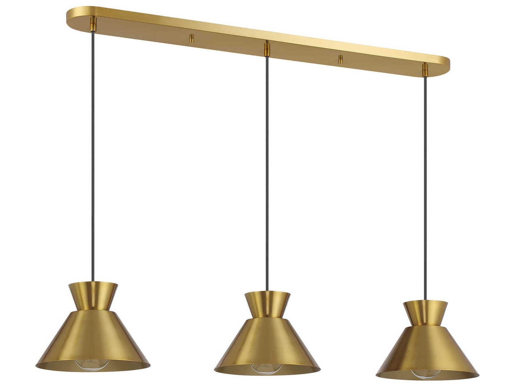 Savoy House Meridian 3-Light Natural Brass Island Pendant