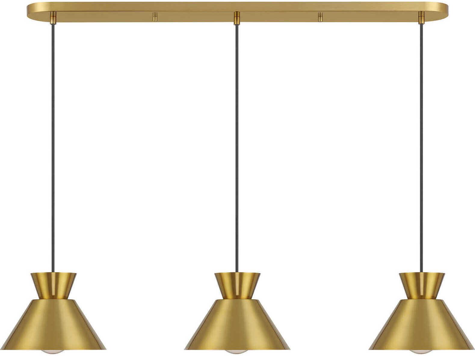 Savoy House Meridian 3-Light Natural Brass Island Pendant