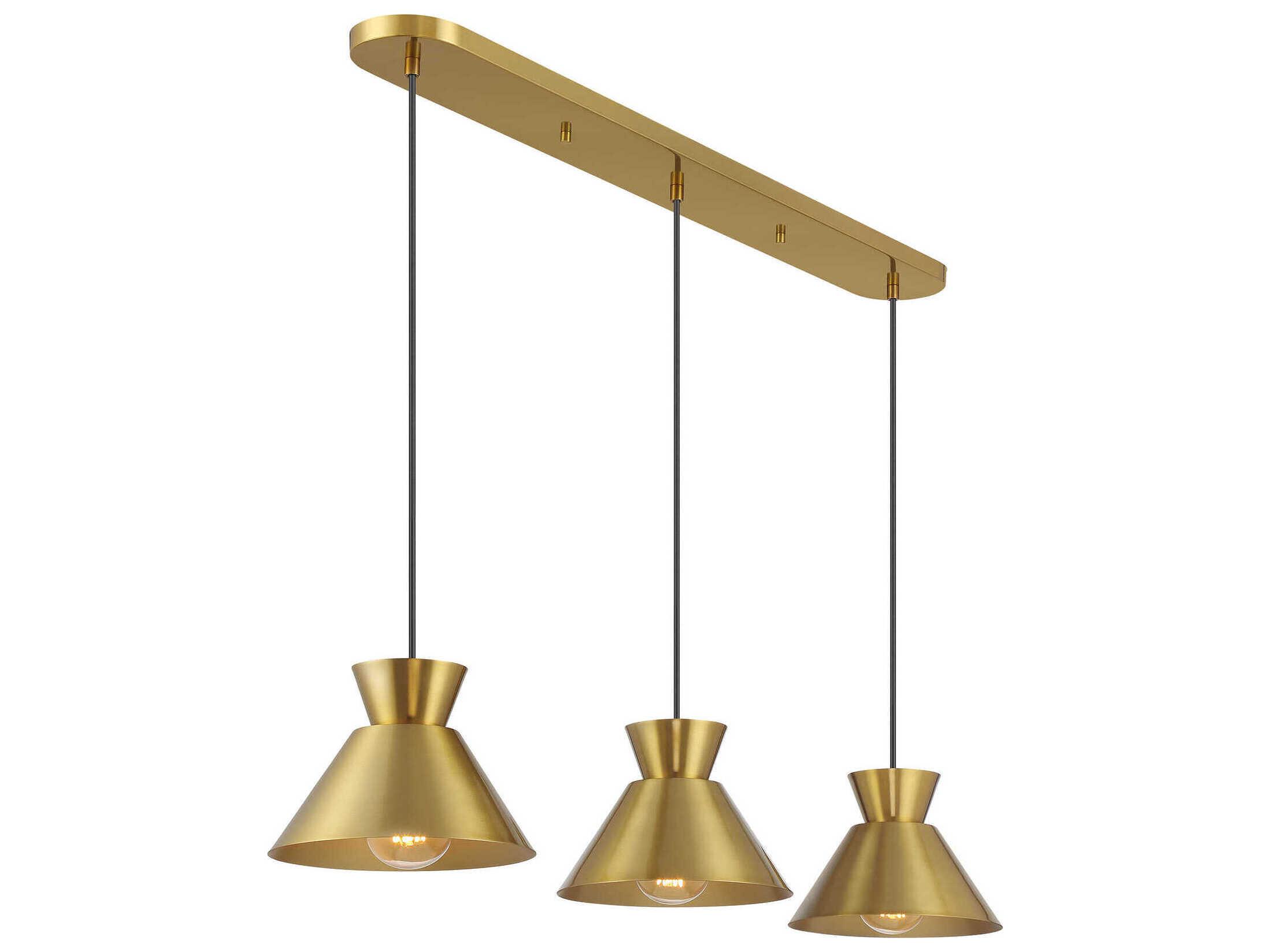 Savoy House Meridian 3-Light Natural Brass Island Pendant