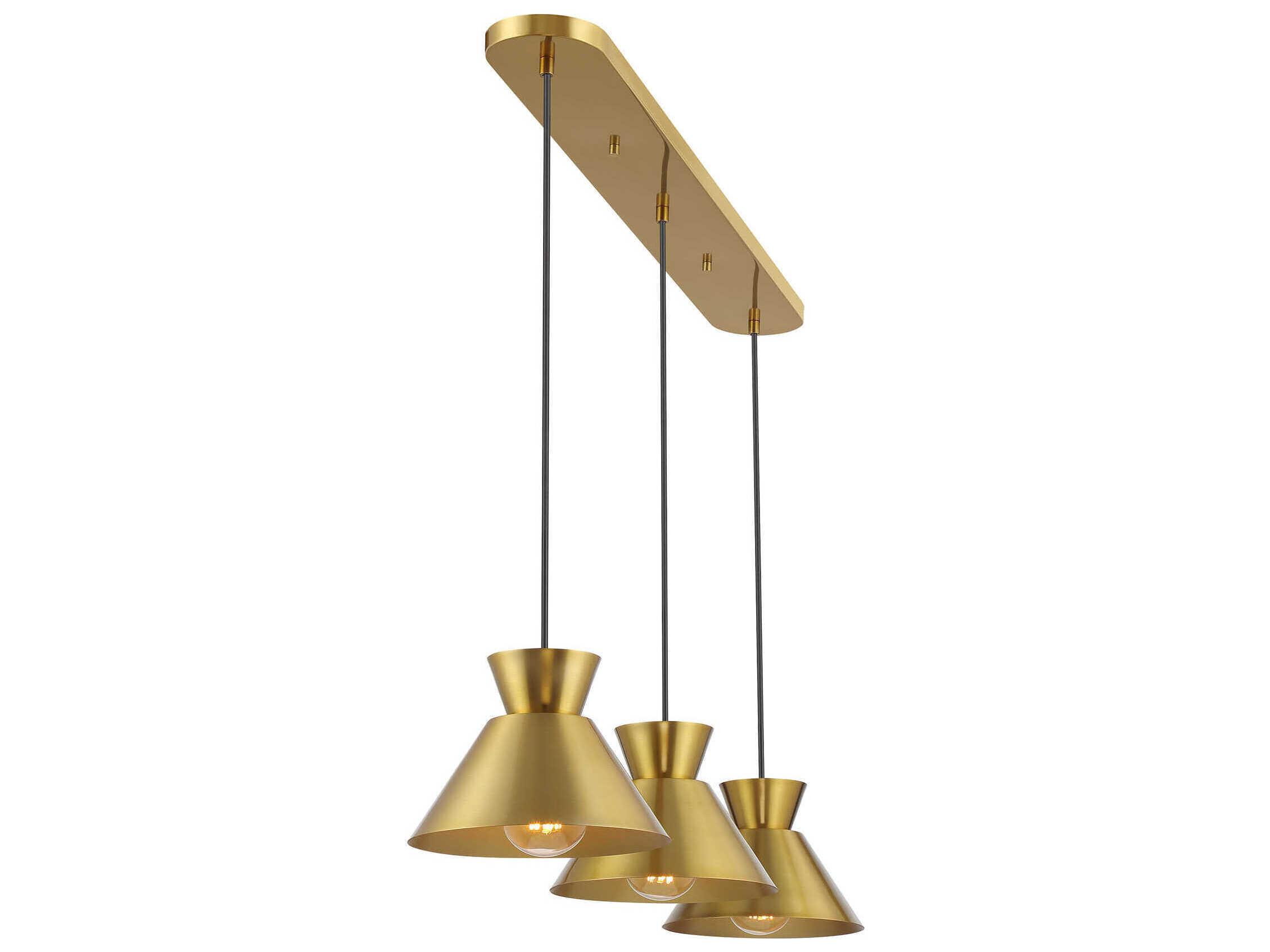 Savoy House Meridian 3-Light Natural Brass Island Pendant