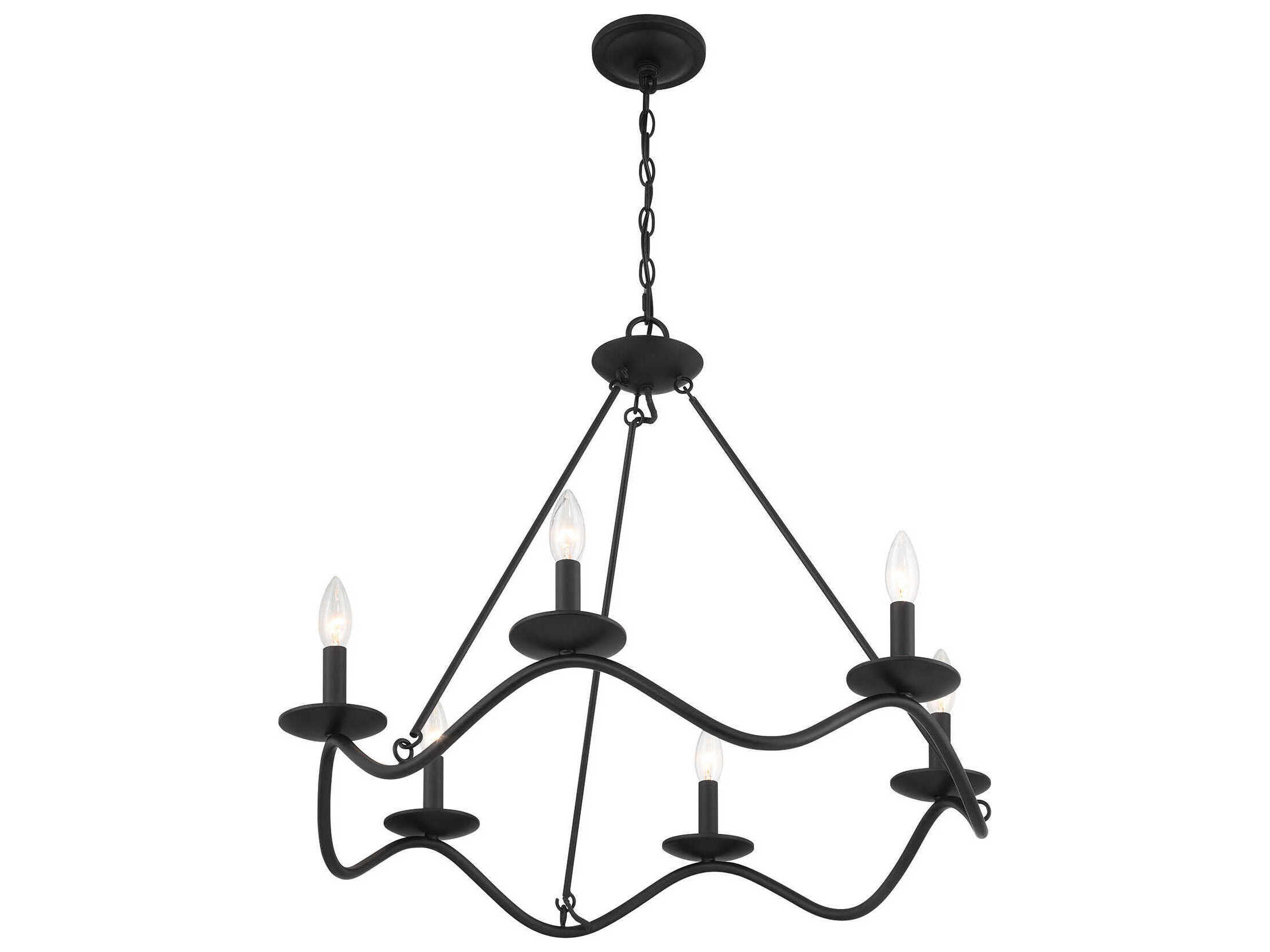 Savoy House Meridian 6-Light Matte Black Candelabra Chandelier