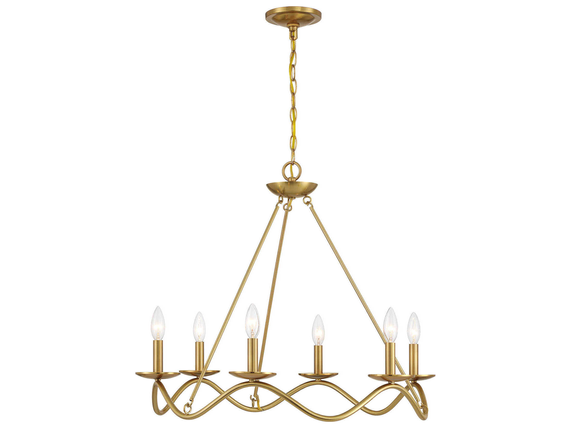 Savoy House Meridian 6-Light Natural Brass Candelabra Chandelier