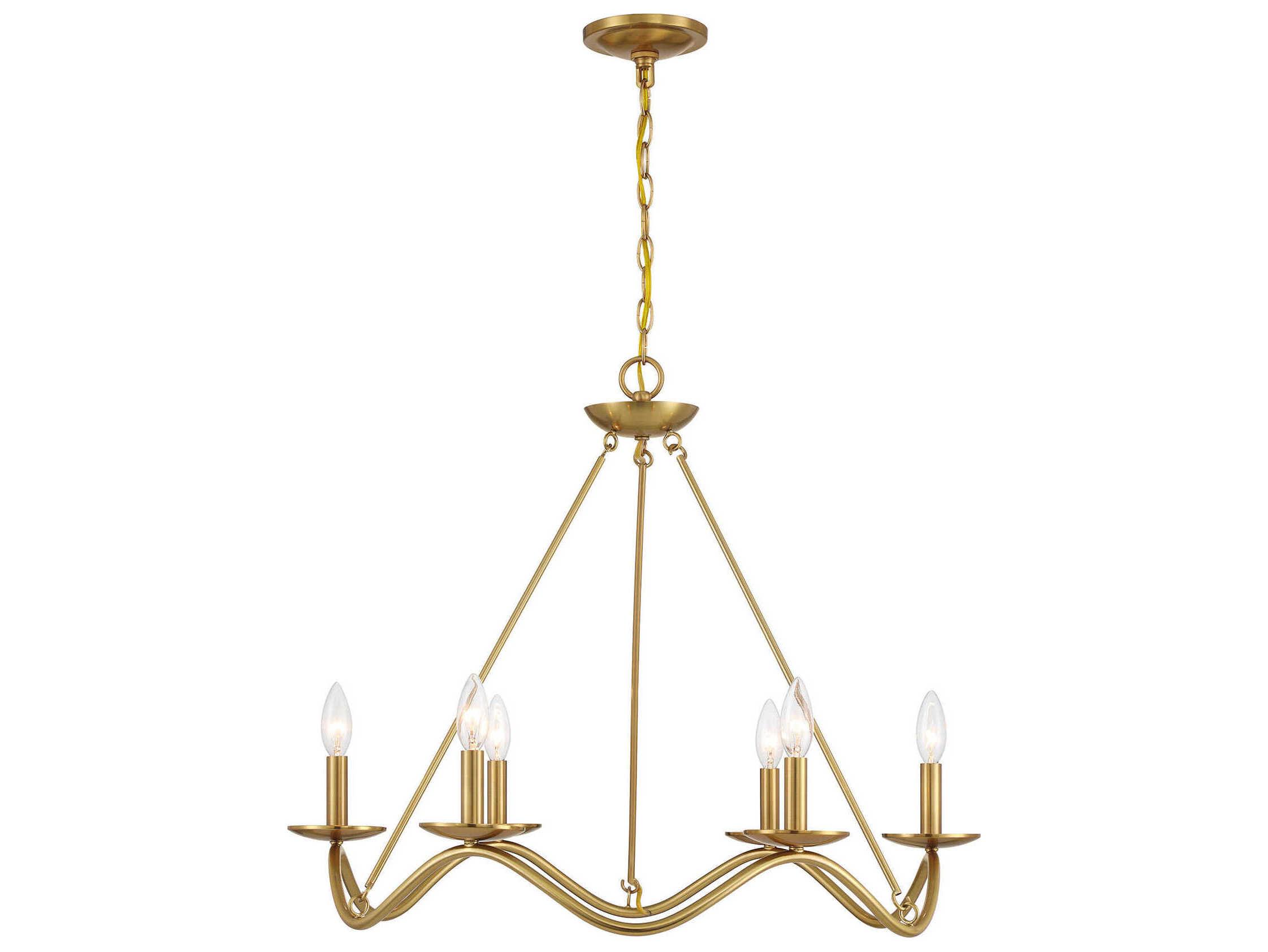 Savoy House Meridian 6-Light Natural Brass Candelabra Chandelier