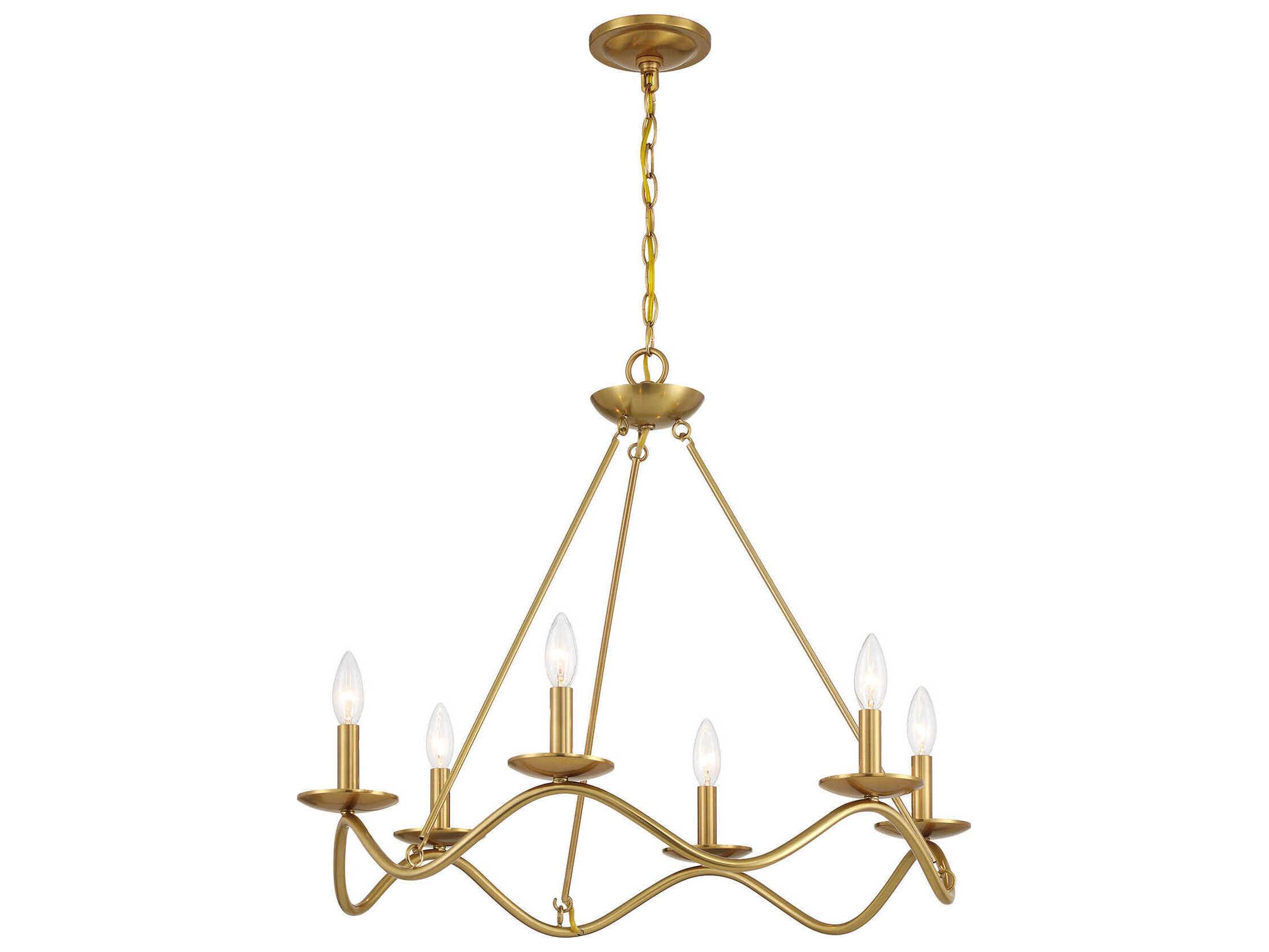 Savoy House Meridian 6-Light Natural Brass Candelabra Chandelier