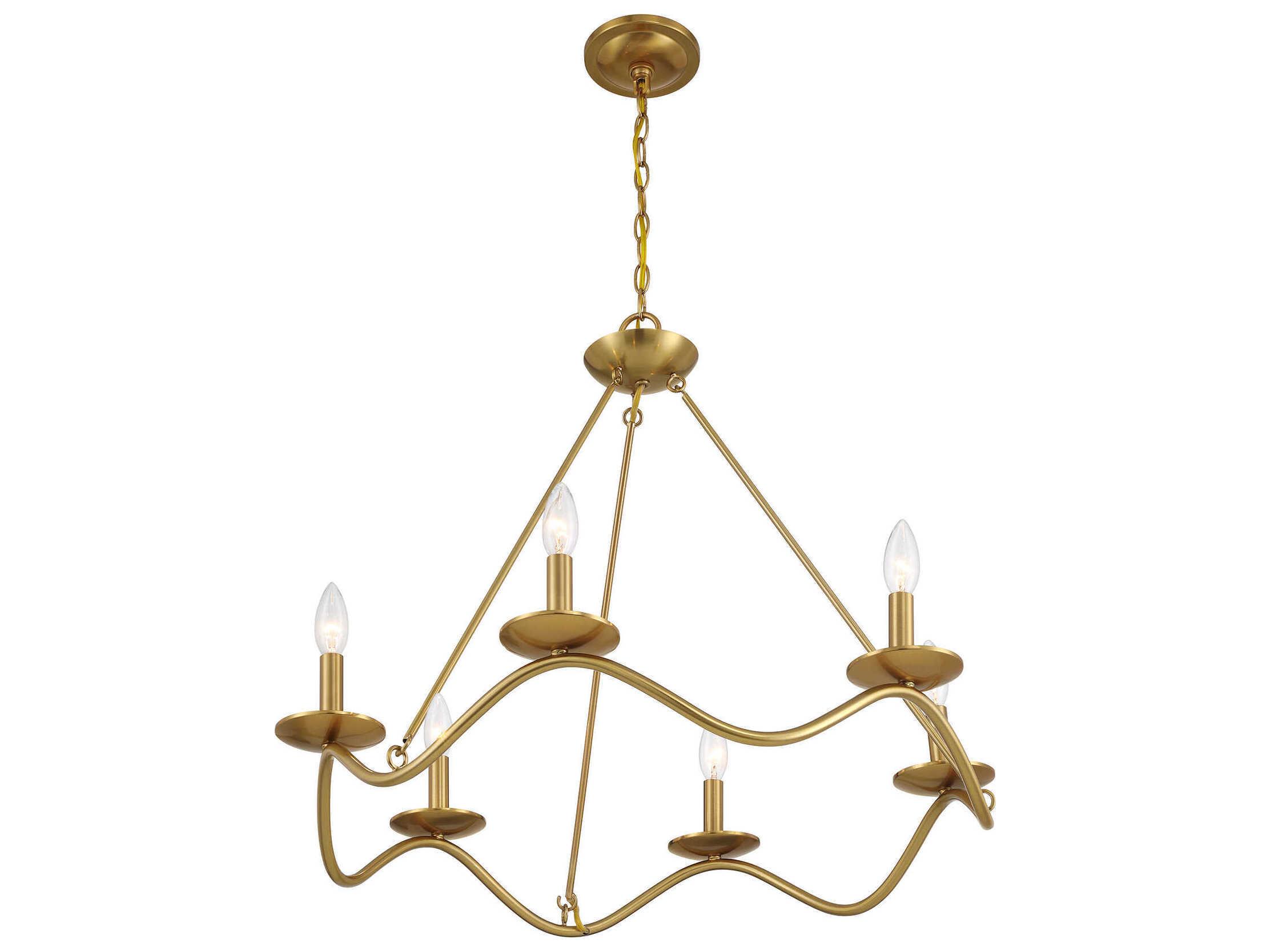 Savoy House Meridian 6-Light Natural Brass Candelabra Chandelier