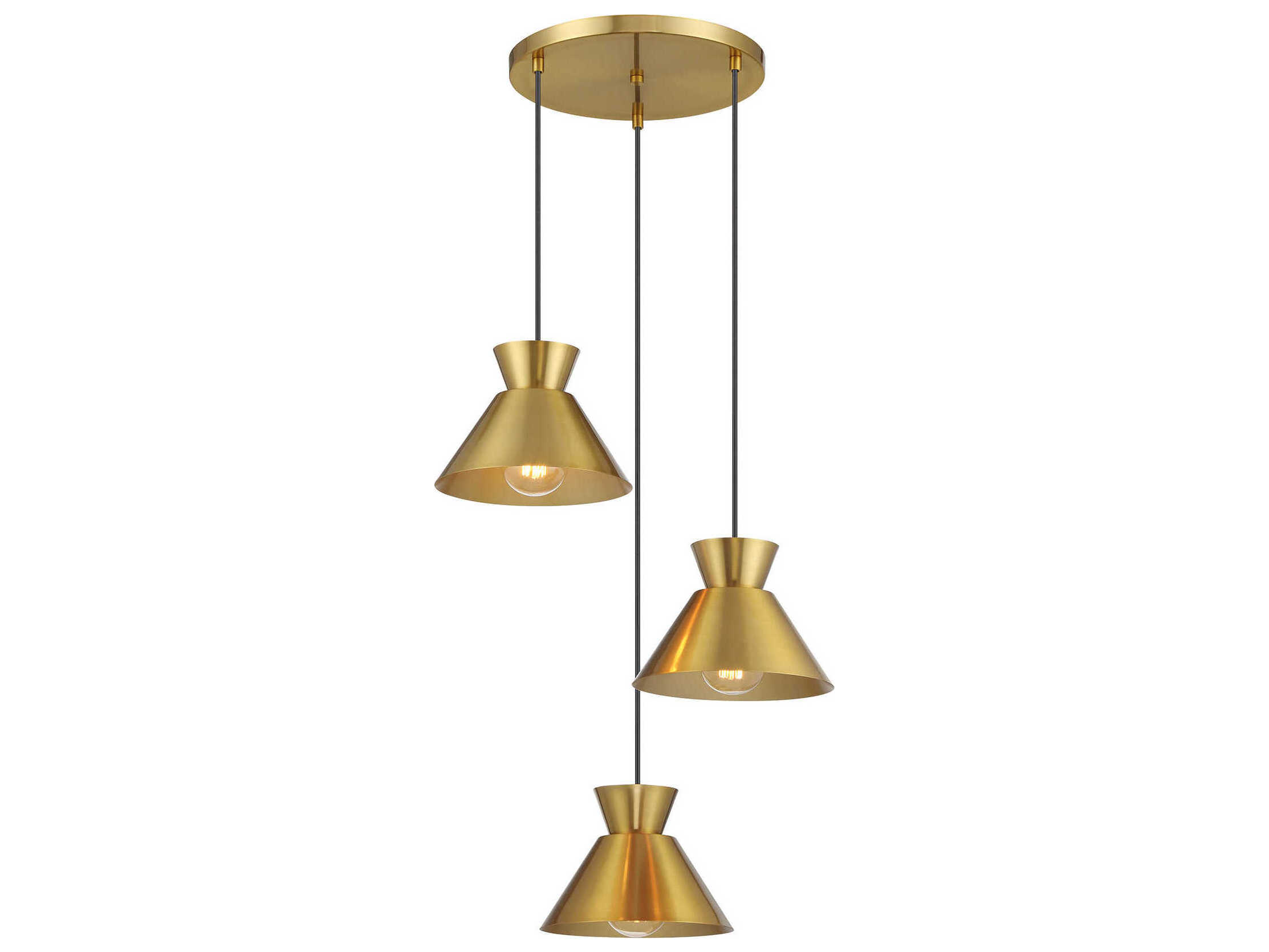 Savoy House Meridian 3-Light Natural Brass Pendant