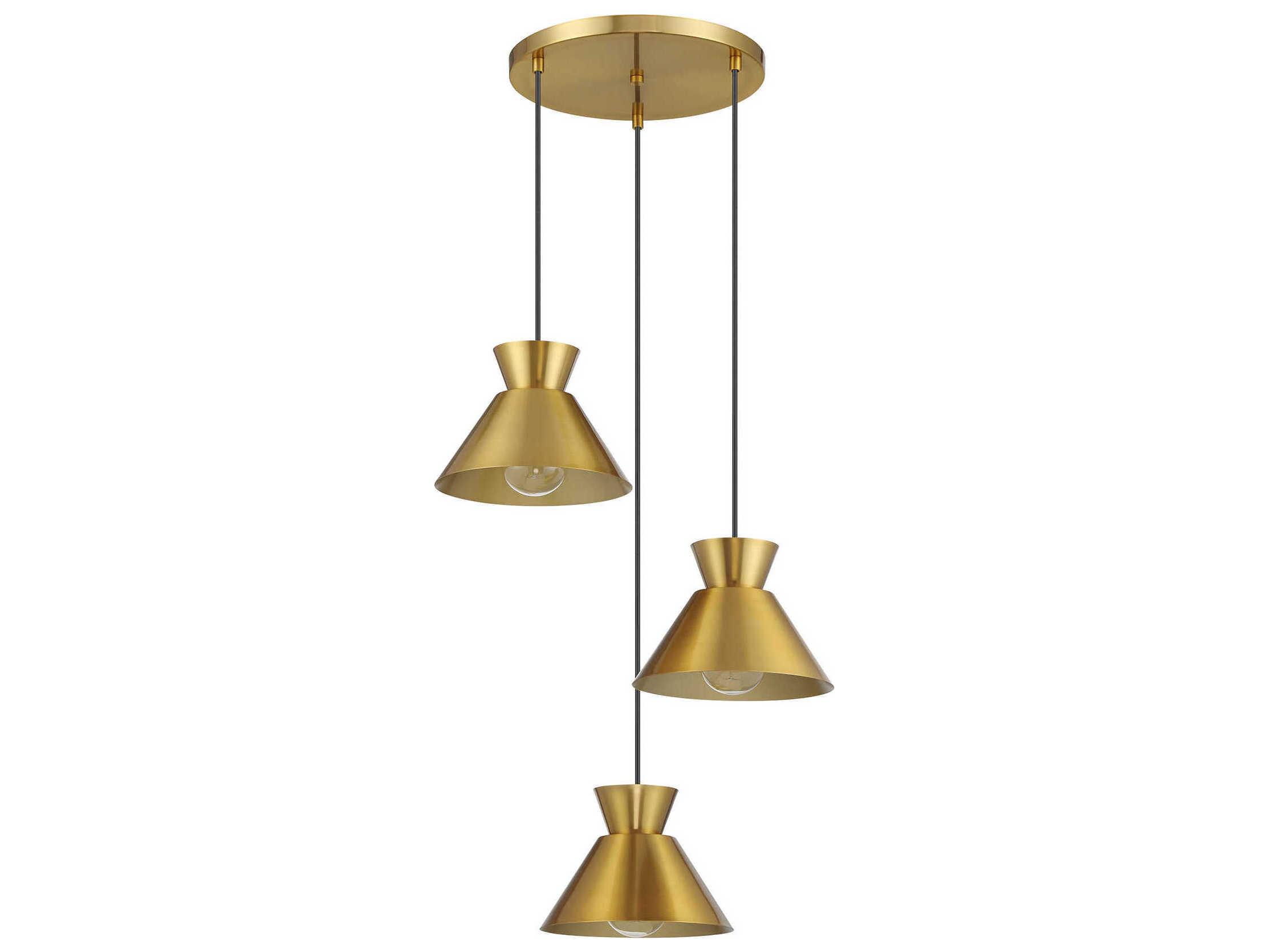Savoy House Meridian 3-Light Natural Brass Pendant