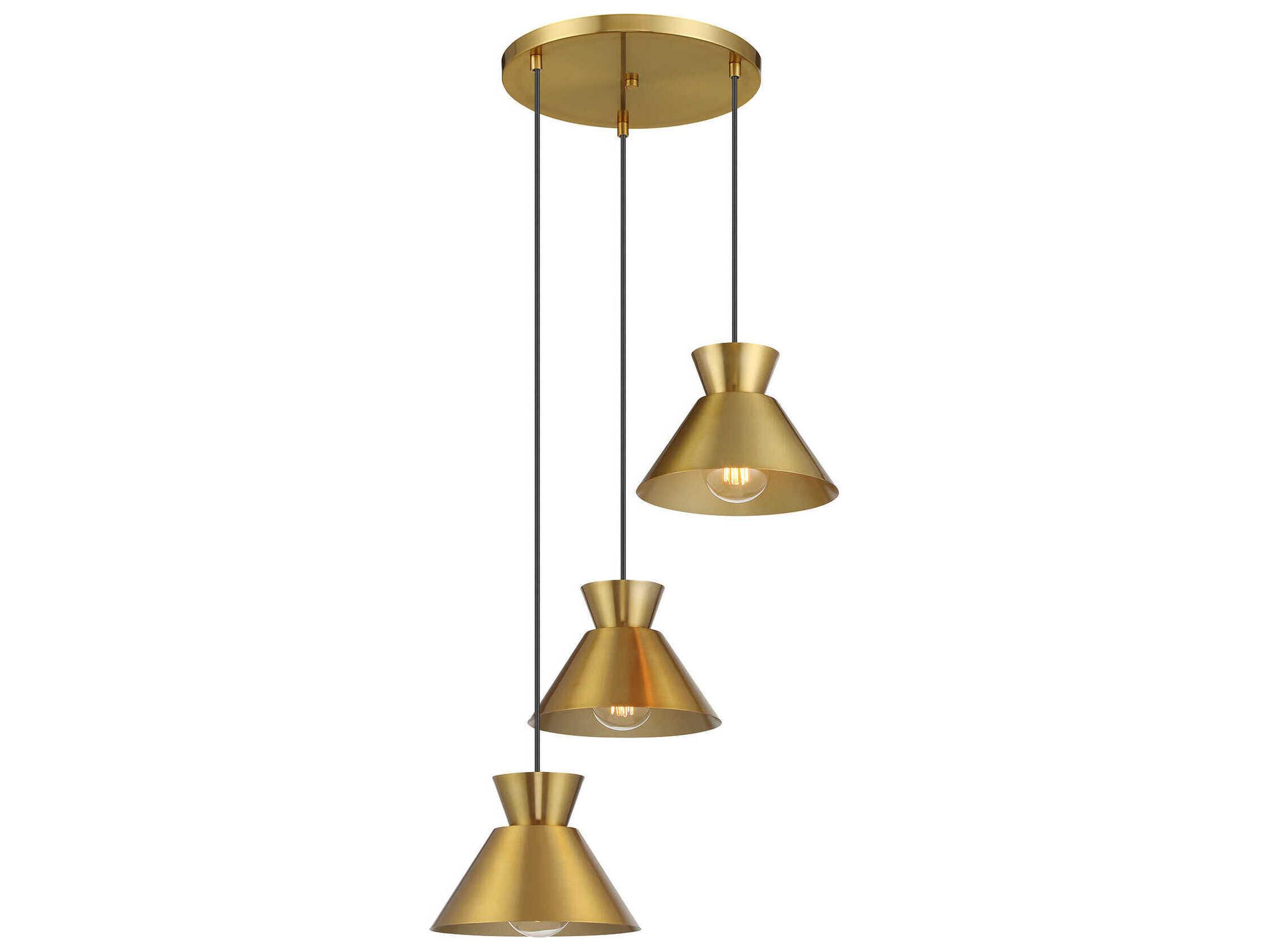 Savoy House Meridian 3-Light Natural Brass Pendant