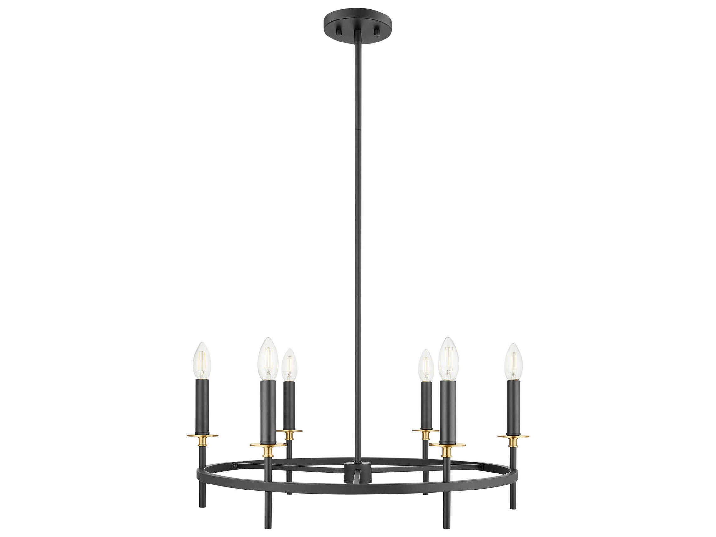 Savoy House Meridian 6-Light Matte Black Natural Brass Candelabra Chandelier