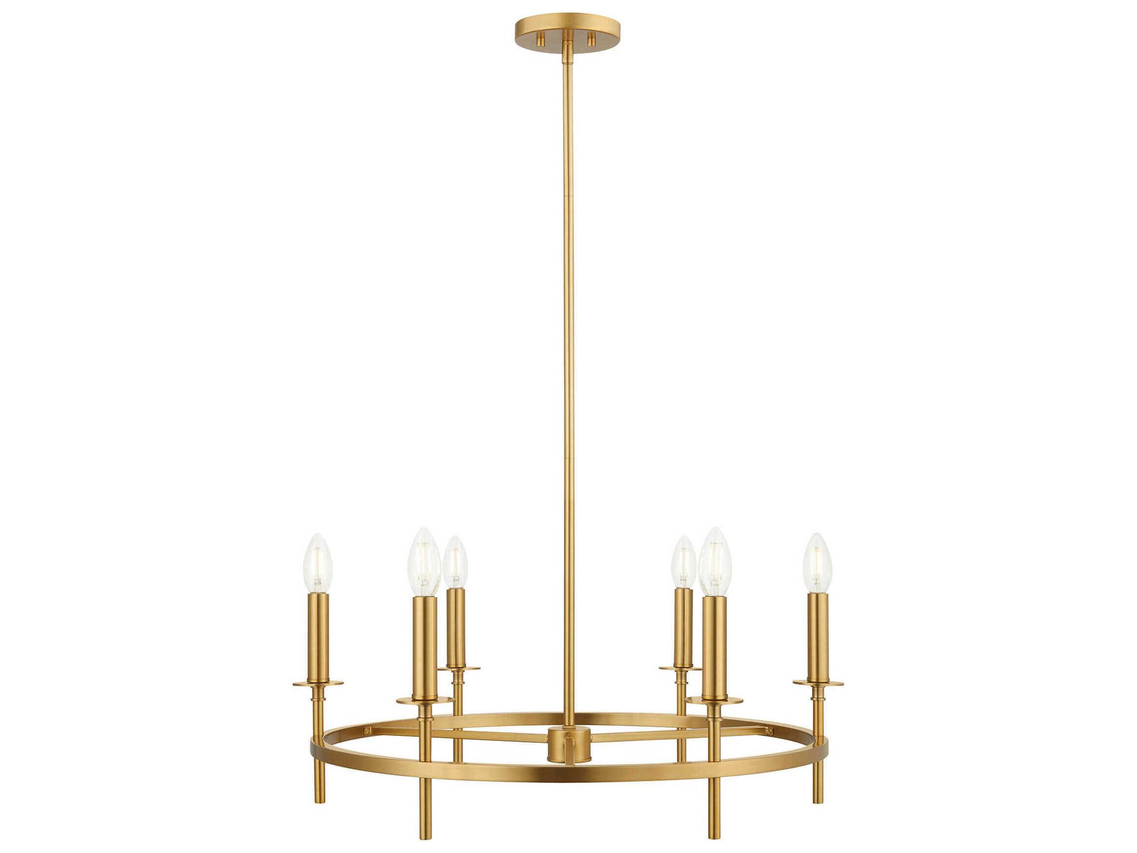 Savoy House Meridian 6-Light Natural Brass Candelabra Chandelier